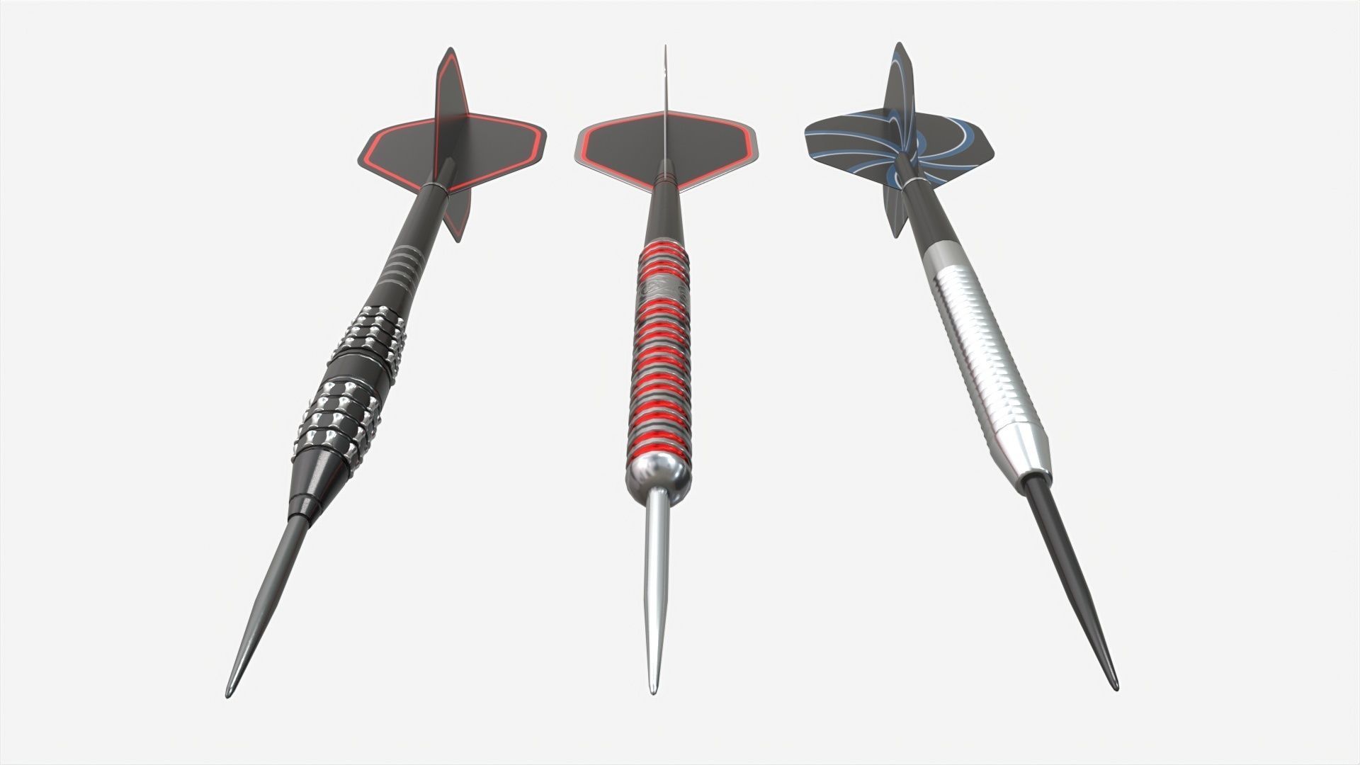 Steel tip Dart Set 3D model_3
