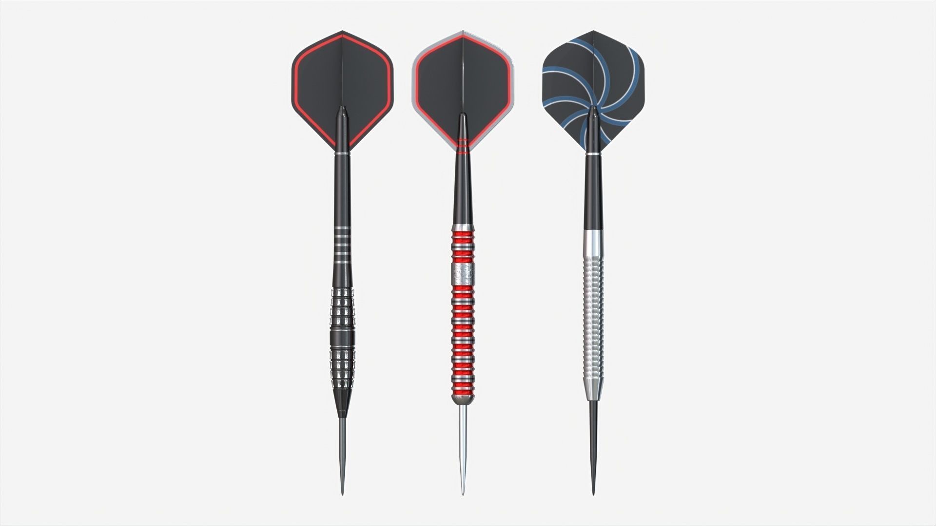 Steel tip Dart Set 3D model_4