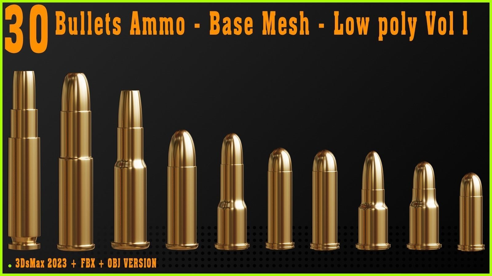 30 Bullets Ammo - Base Mesh - Low poly Vol 1 Low-poly 3D model_4