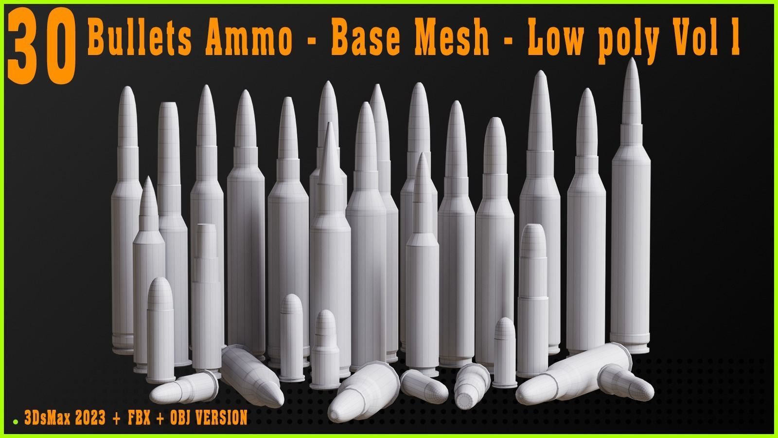30 Bullets Ammo - Base Mesh - Low poly Vol 1 Low-poly 3D model_1