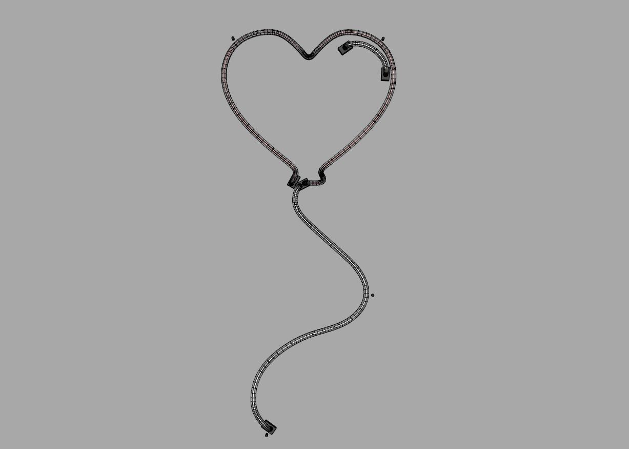Heart Balloon - Neon Sign 3D model_6
