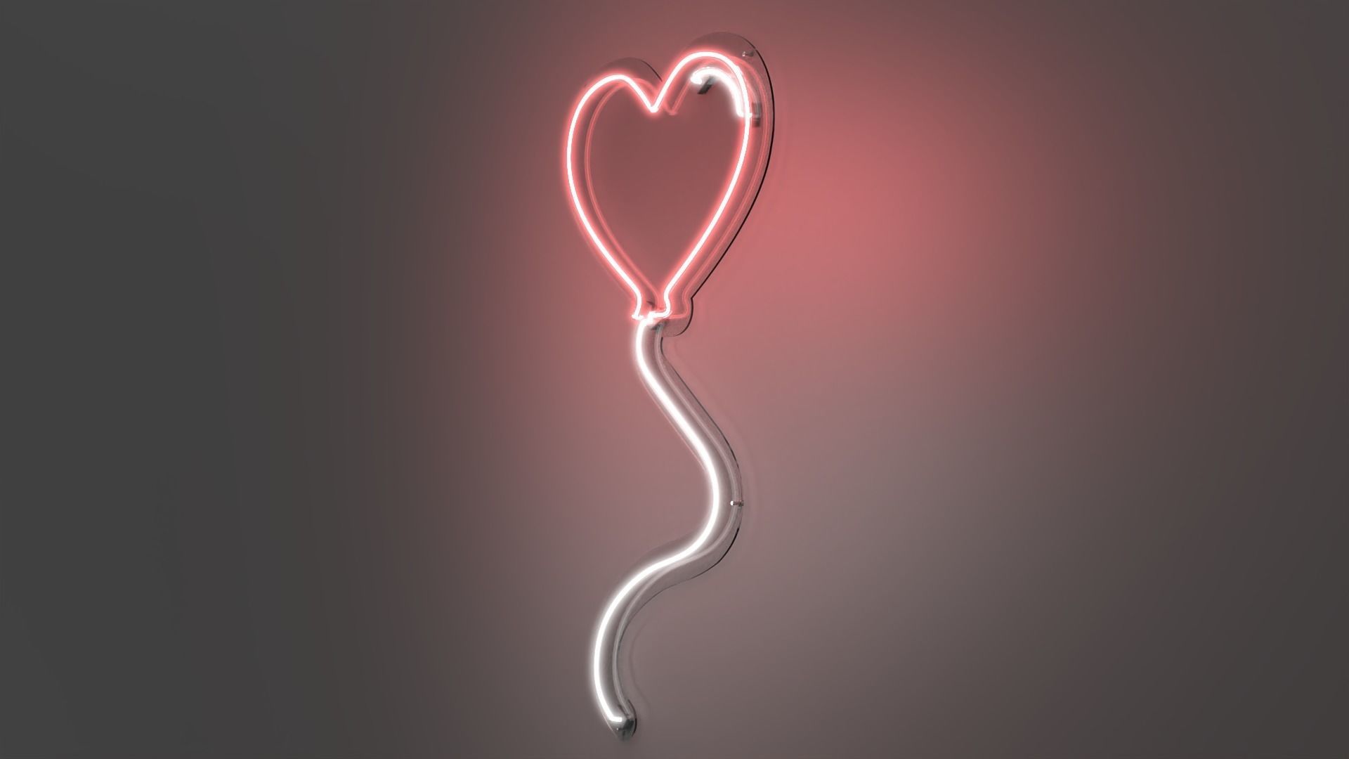 Heart Balloon - Neon Sign 3D model_3