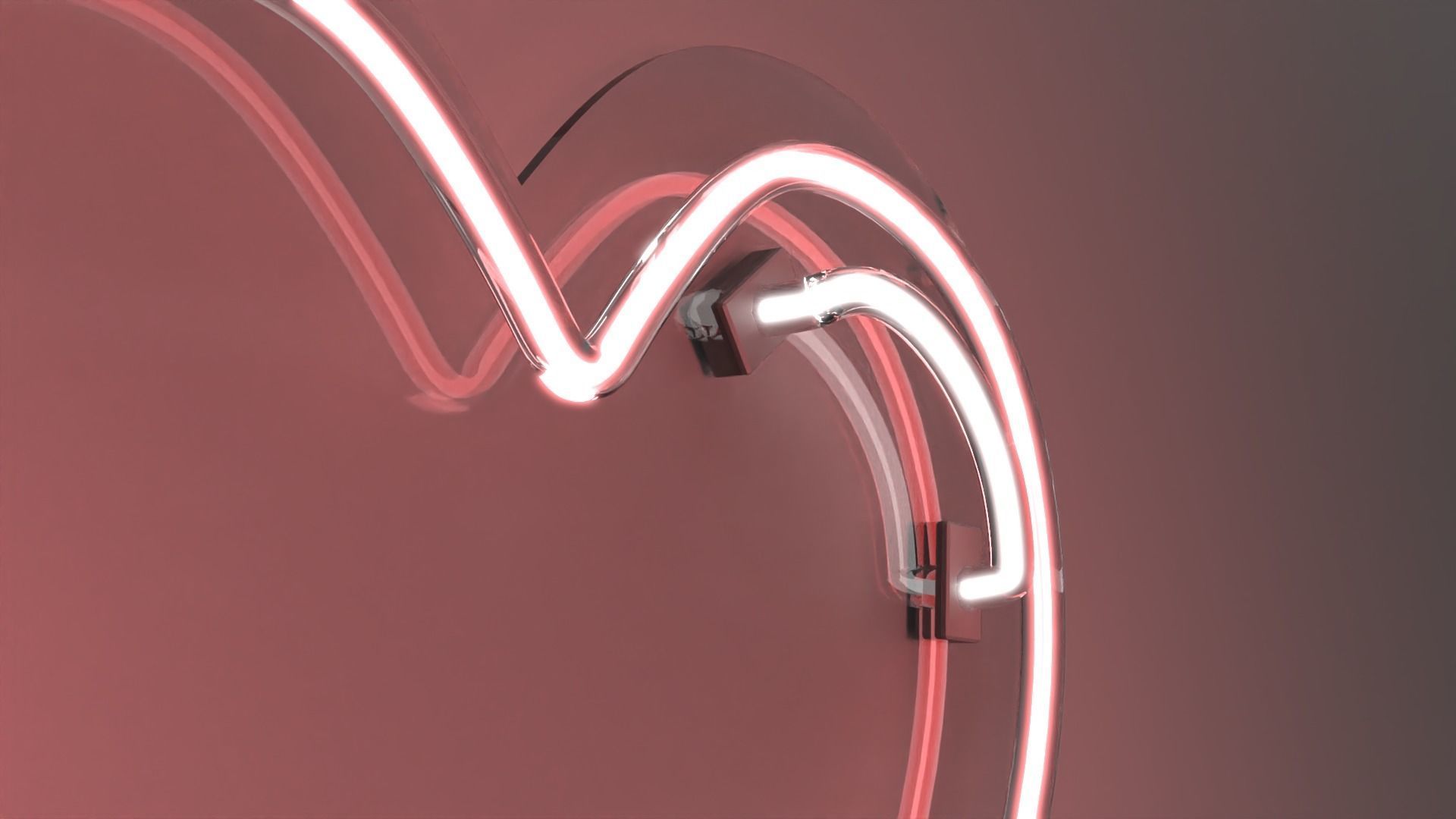 Heart Balloon - Neon Sign 3D model_1