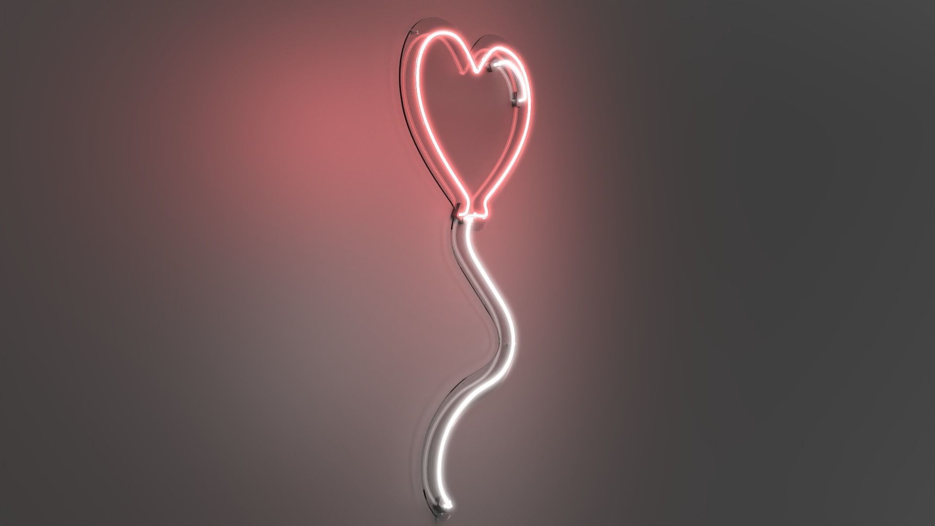 Heart Balloon - Neon Sign 3D model_4