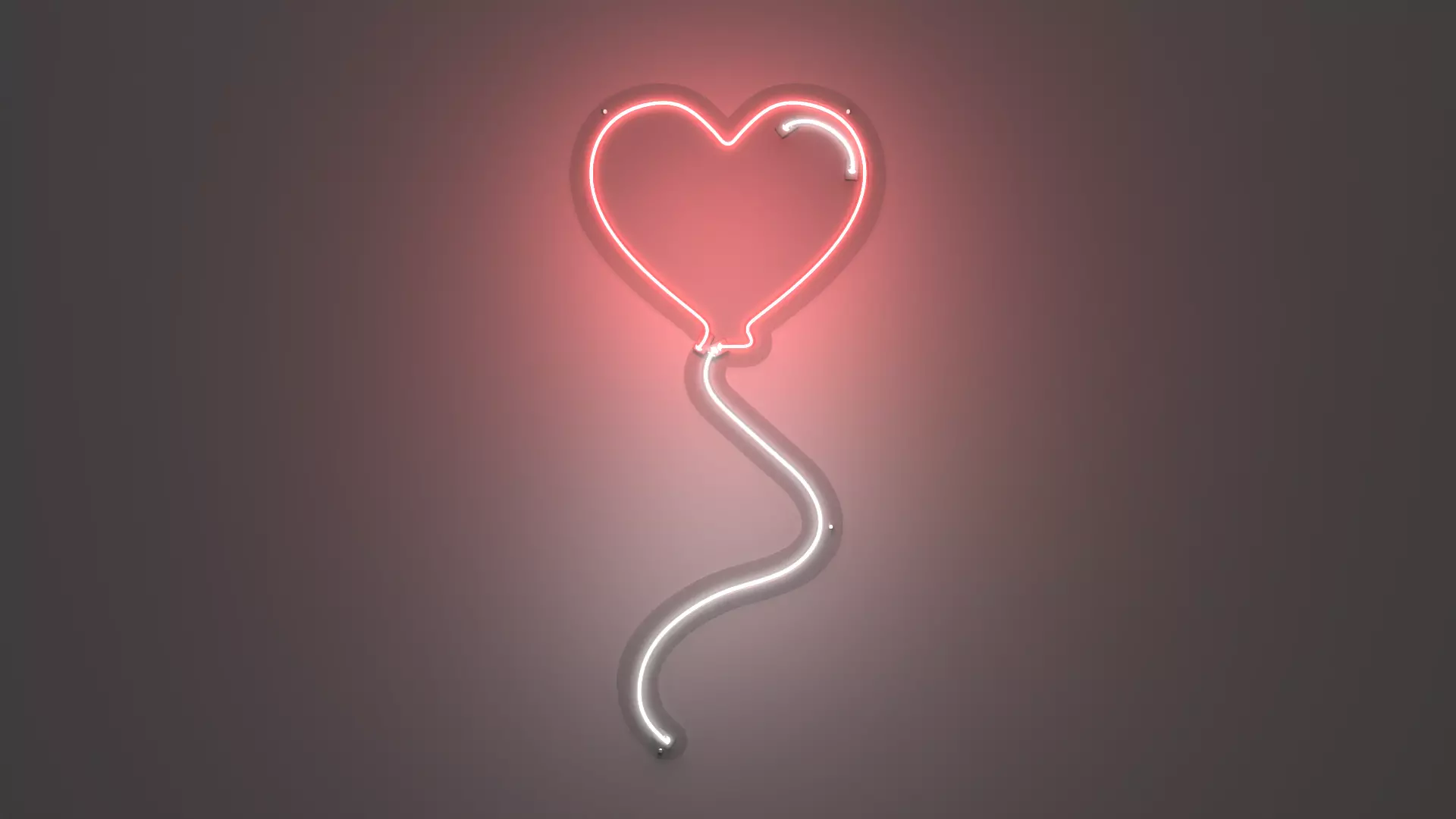 Heart Balloon - Neon Sign 3D model_0