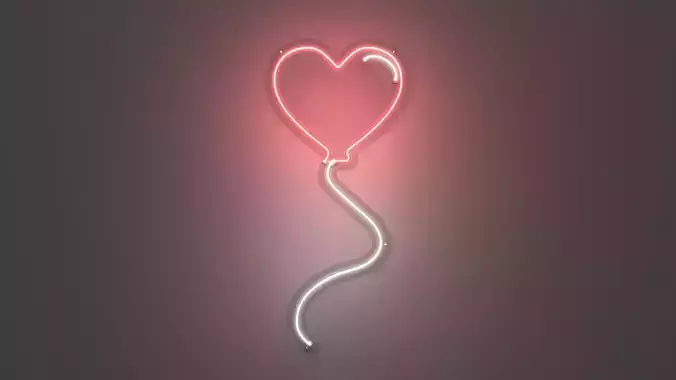 Heart Balloon - Neon Sign 3D model