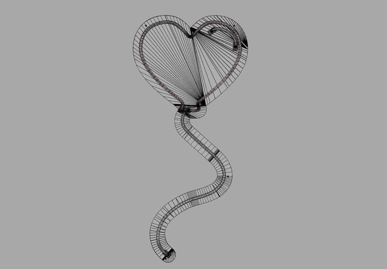 Heart Balloon - Neon Sign 3D model_5