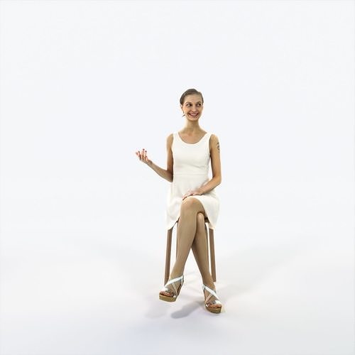 Aspiration 08D Explaining Sitting Casual Woman Low-poly 3D model