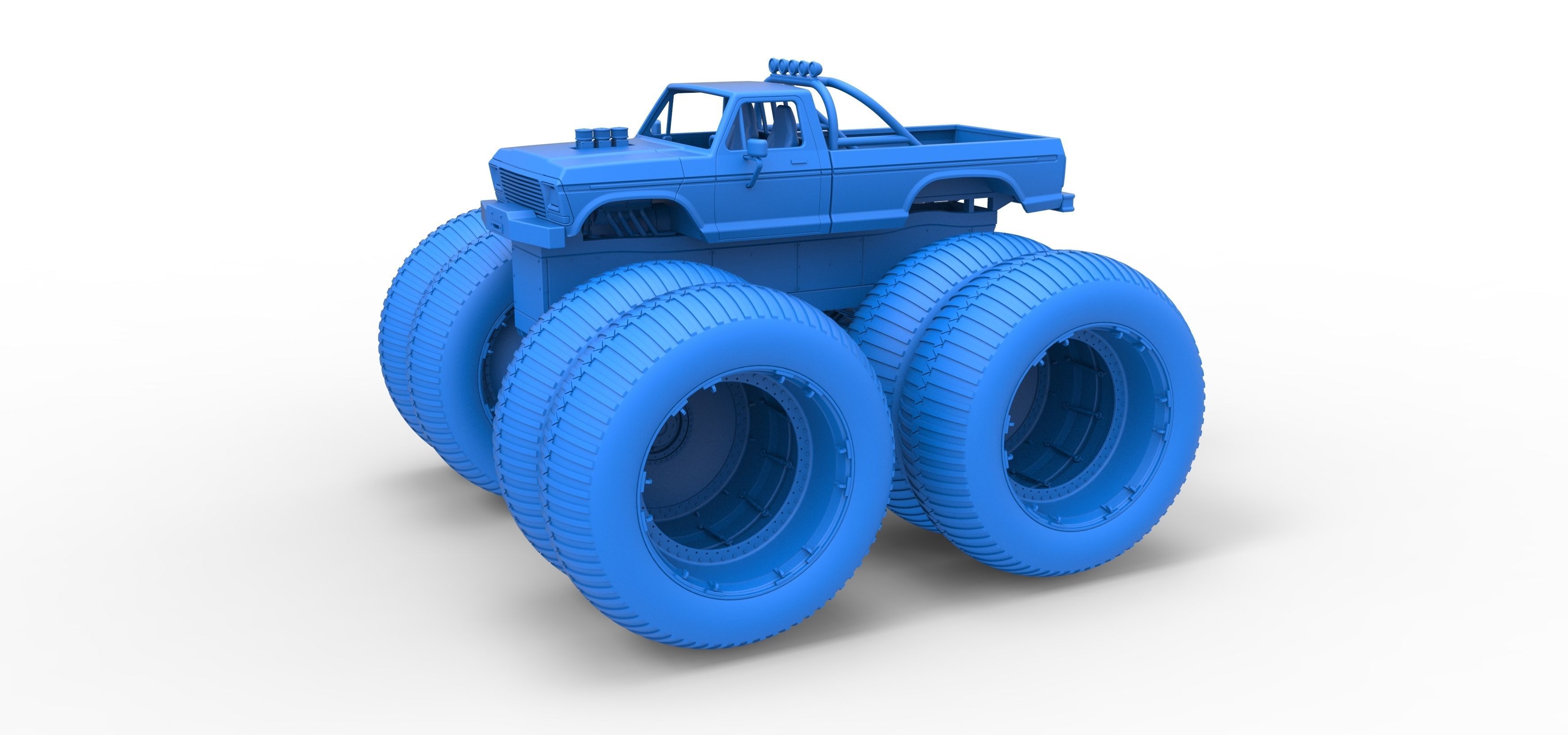 Vintage Monster Truck with double wheels Scale 1 to 25 3D print model_22