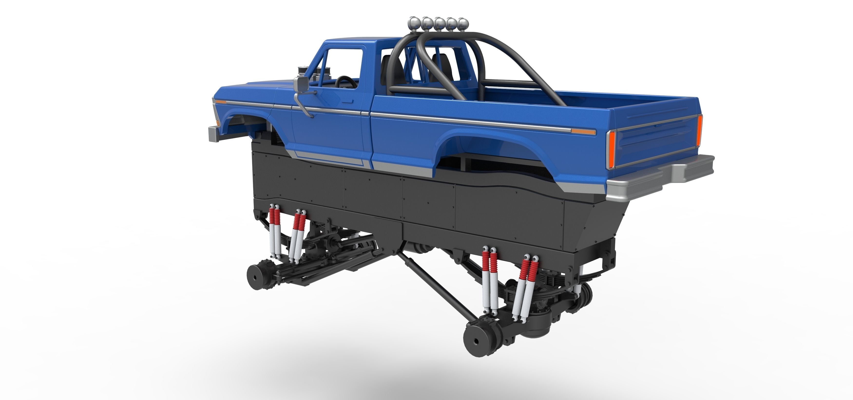 Vintage Monster Truck with double wheels Scale 1 to 25 3D print model_21