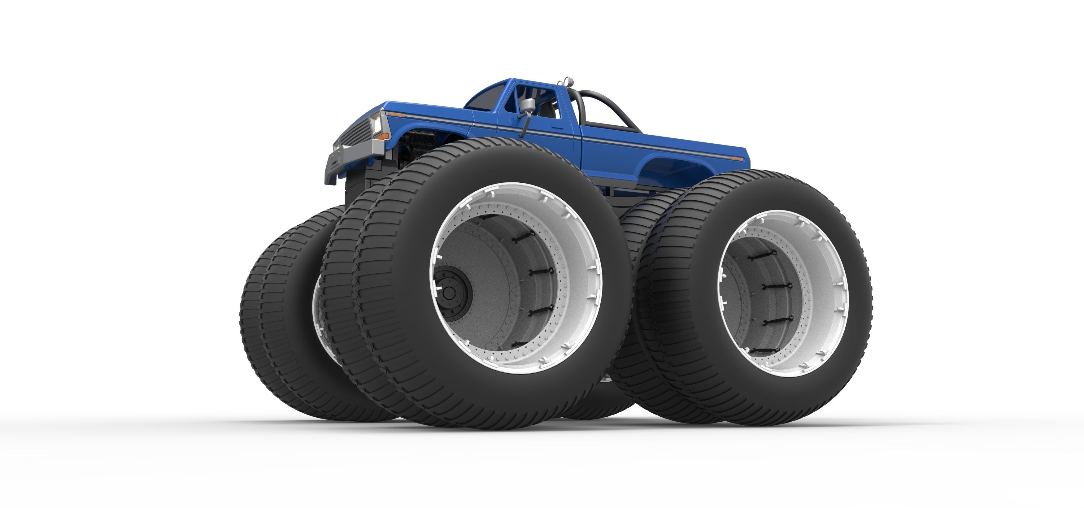 Vintage Monster Truck with double wheels Scale 1 to 25 3D print model_3