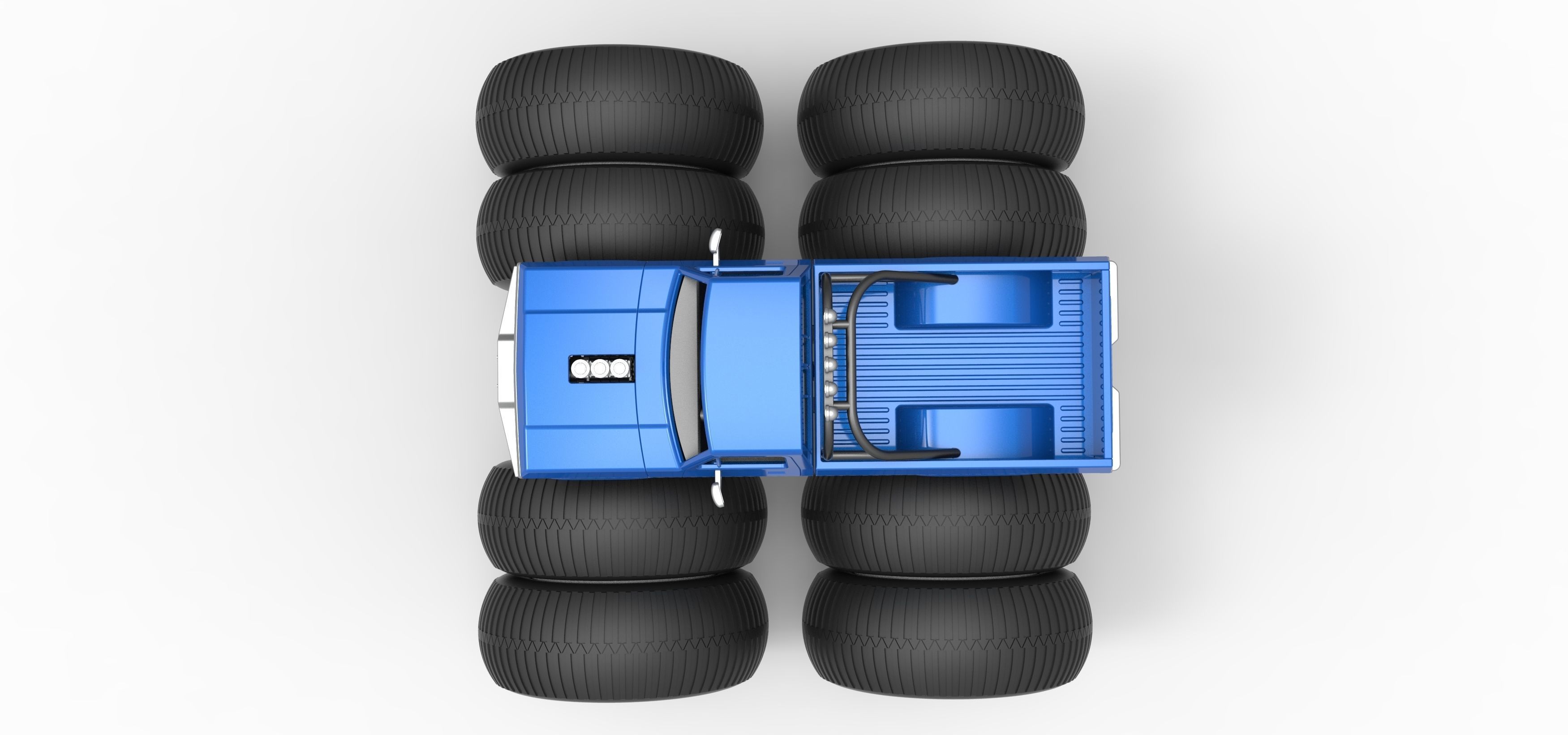 Vintage Monster Truck with double wheels Scale 1 to 25 3D print model_11