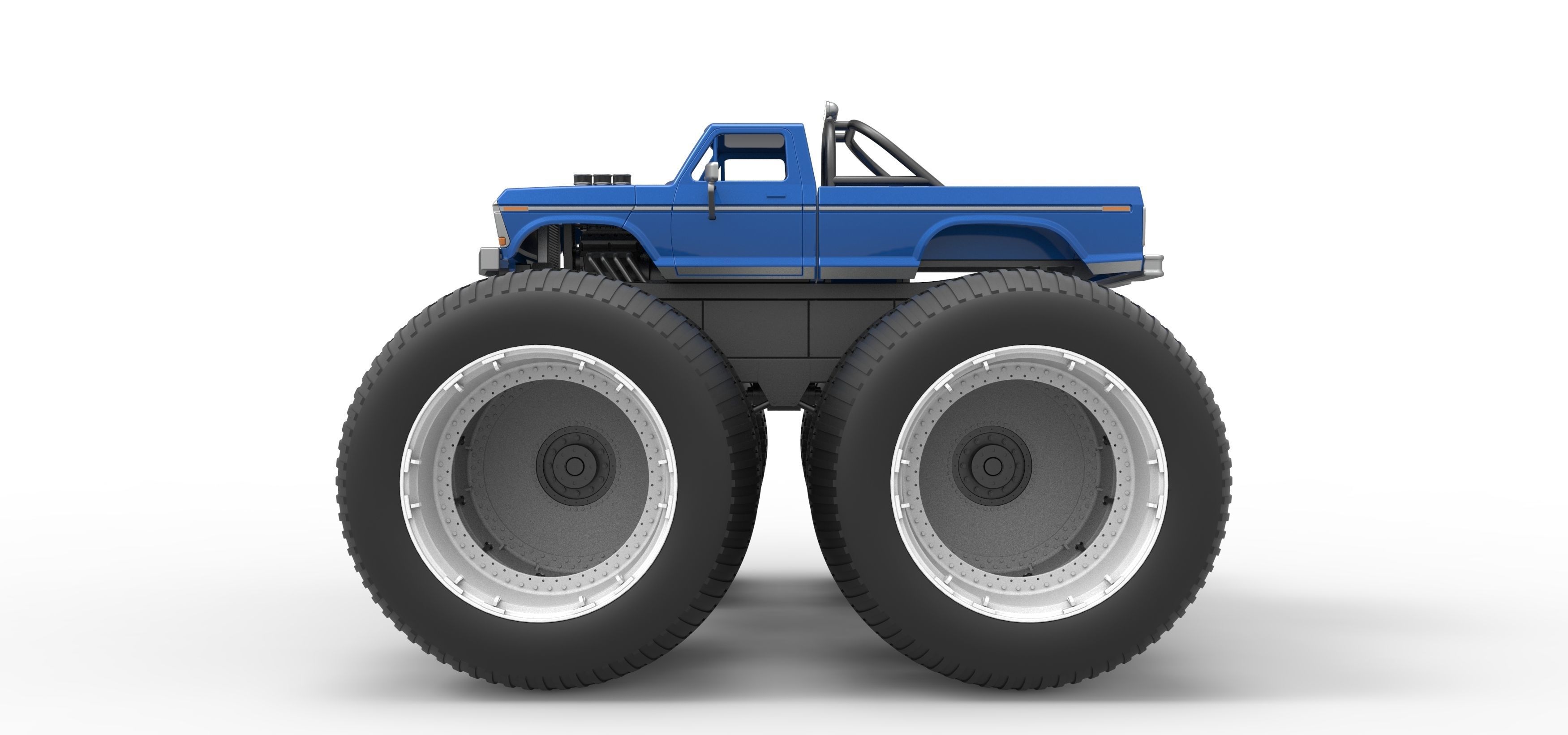 Vintage Monster Truck with double wheels Scale 1 to 25 3D print model_9