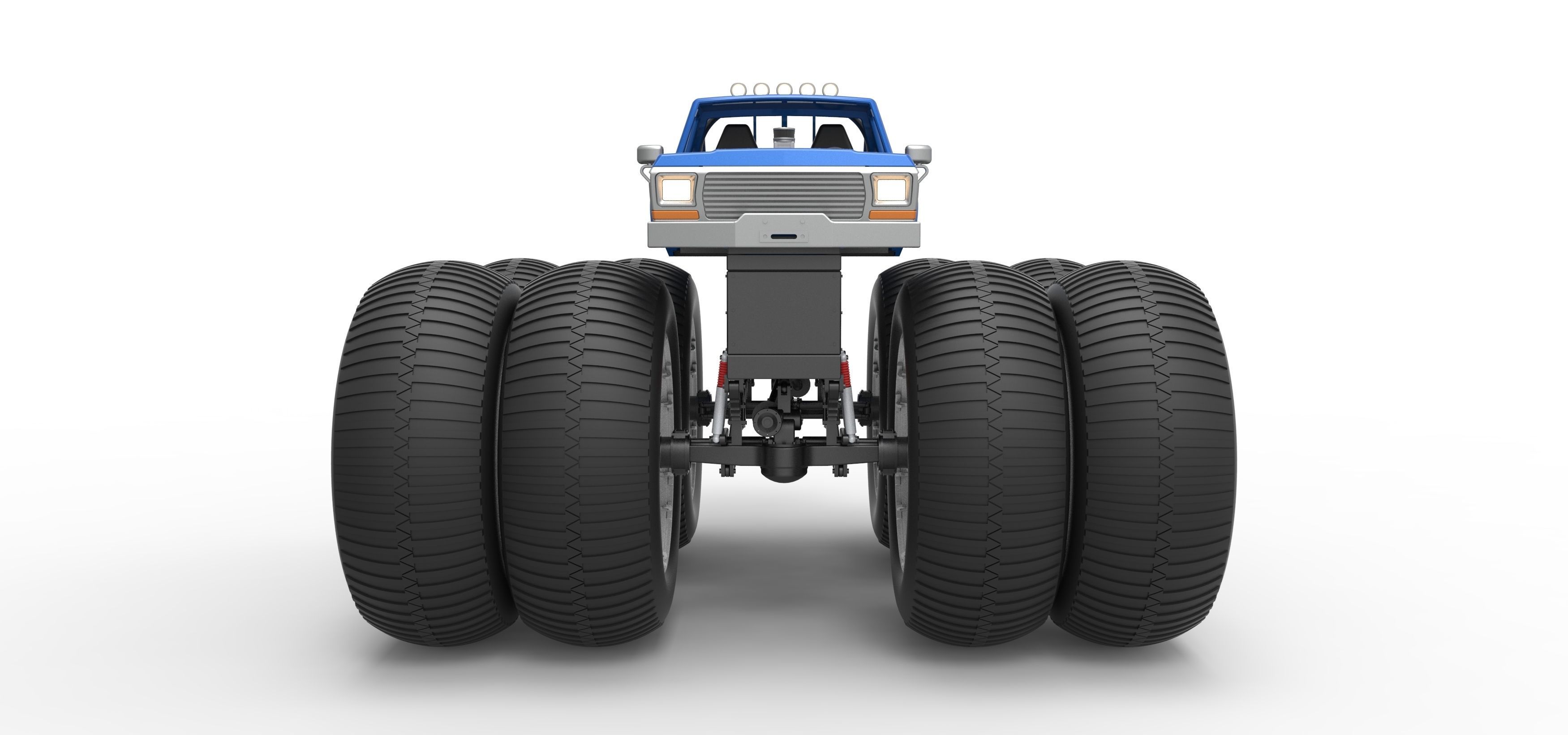 Vintage Monster Truck with double wheels Scale 1 to 25 3D print model_7