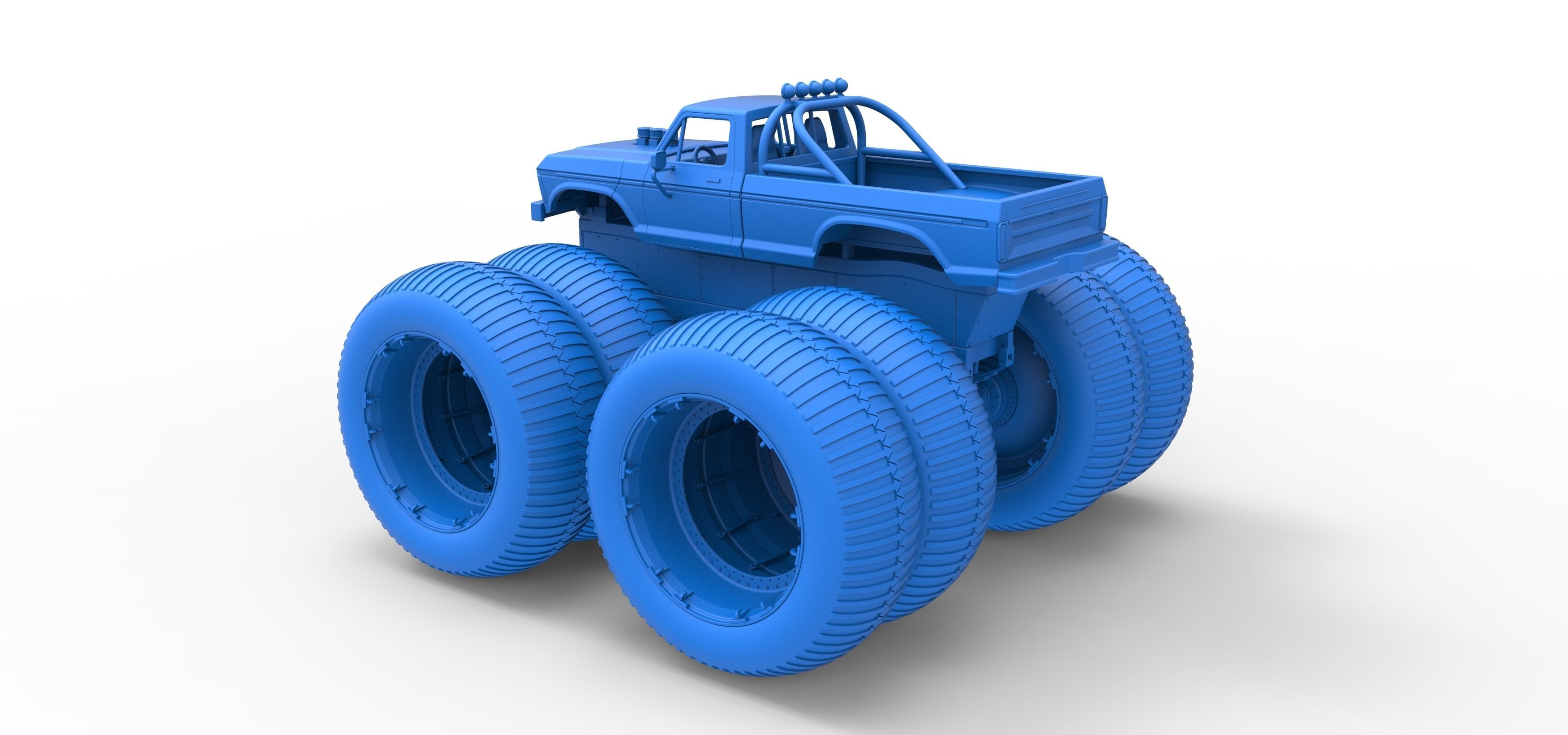 Vintage Monster Truck with double wheels Scale 1 to 25 3D print model_33
