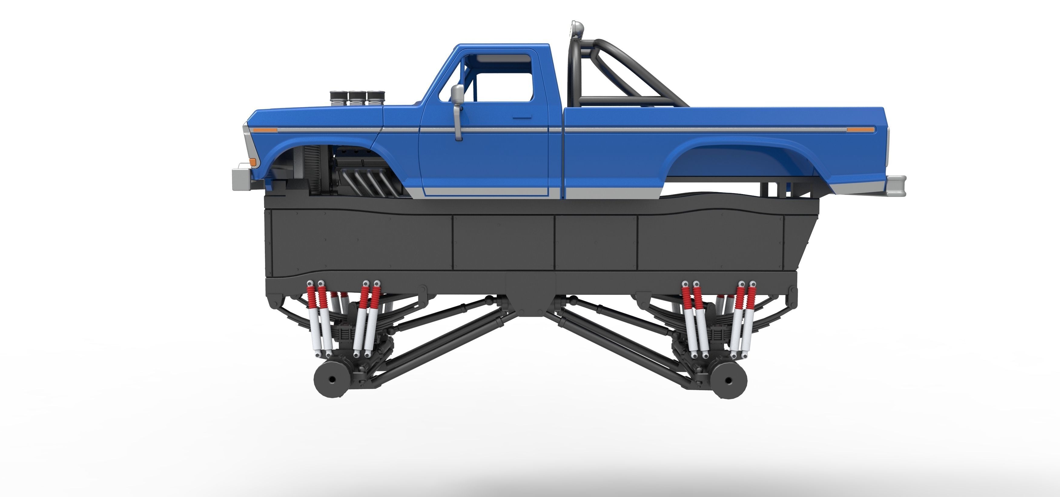 Vintage Monster Truck with double wheels Scale 1 to 25 3D print model_20