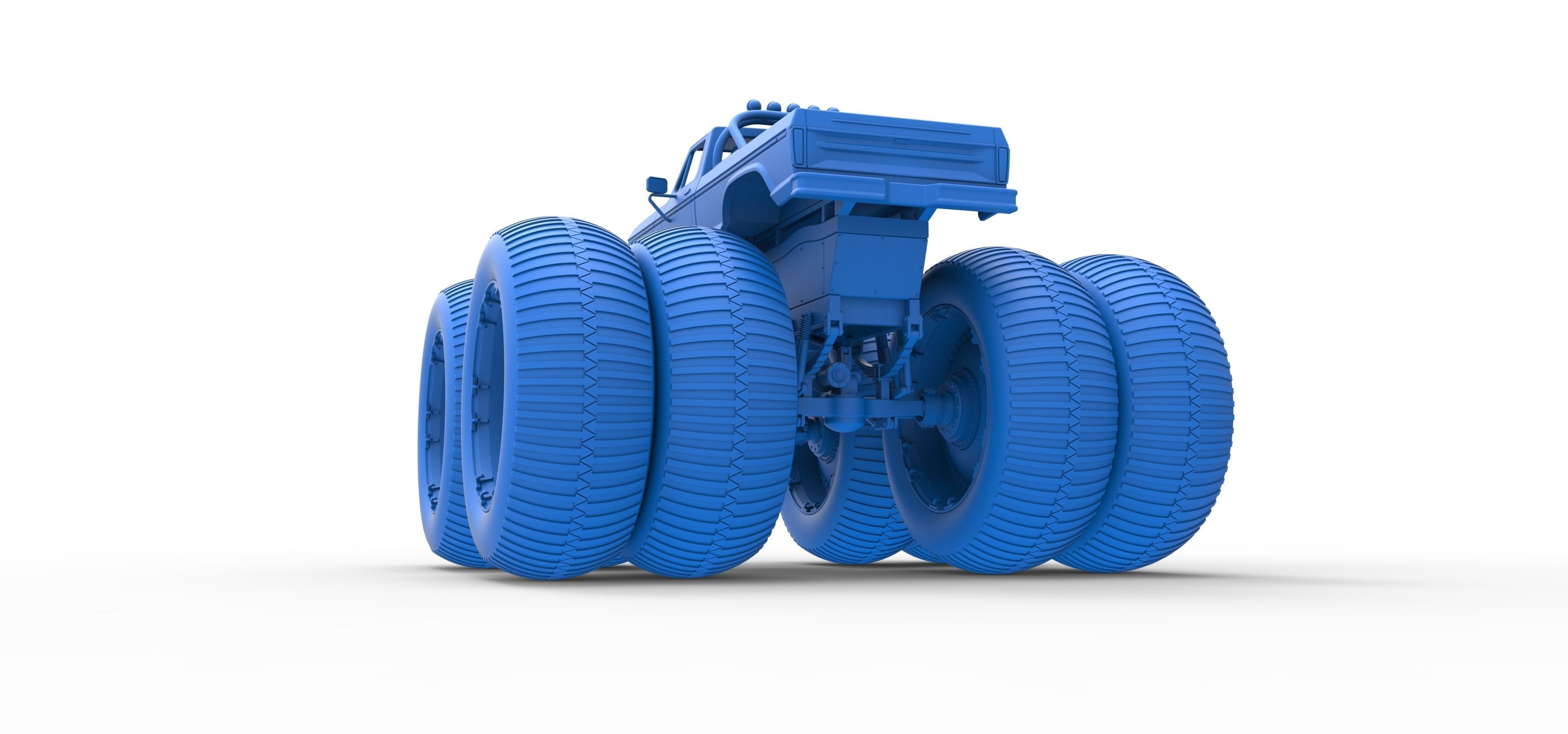 Vintage Monster Truck with double wheels Scale 1 to 25 3D print model_36