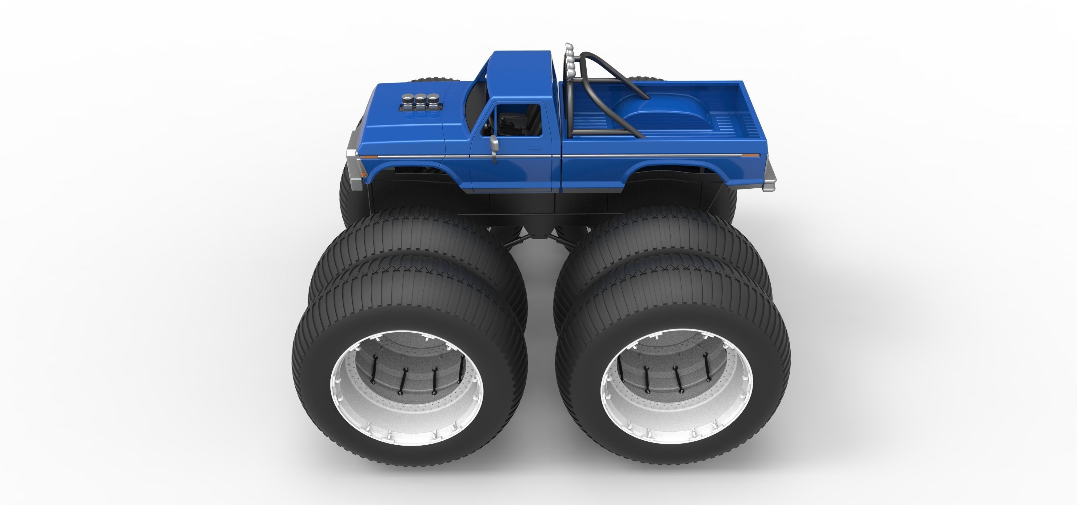 Vintage Monster Truck with double wheels Scale 1 to 25 3D print model_10