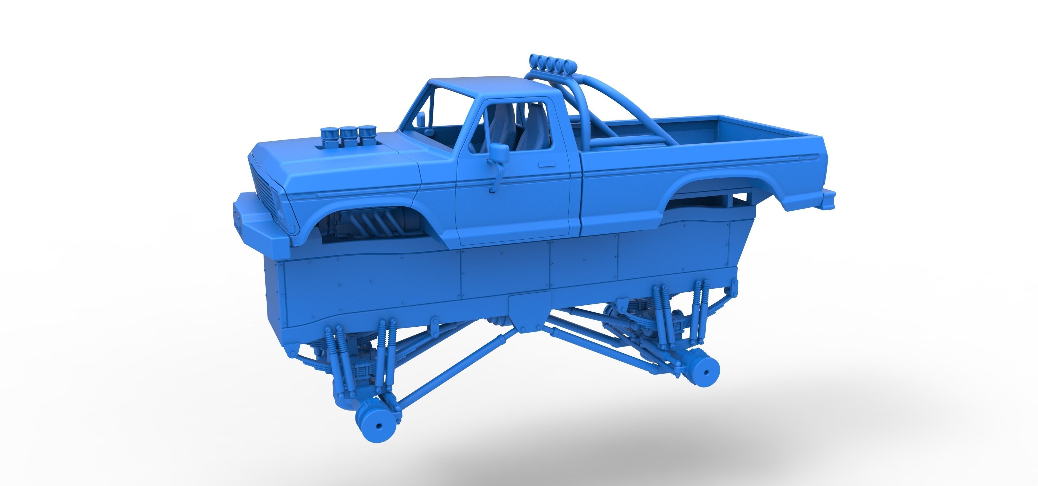 Vintage Monster Truck with double wheels Scale 1 to 25 3D print model_39