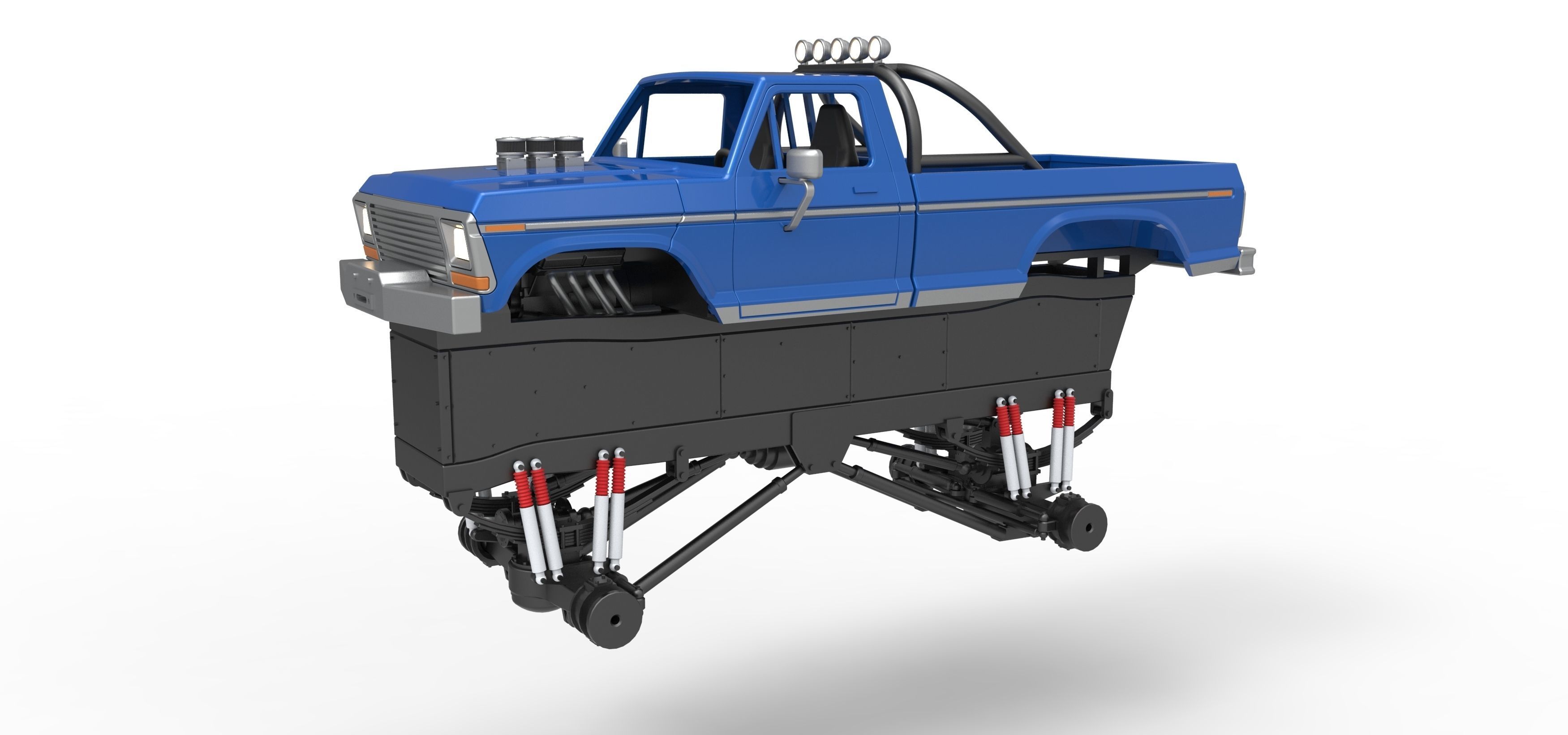 Vintage Monster Truck with double wheels Scale 1 to 25 3D print model_18