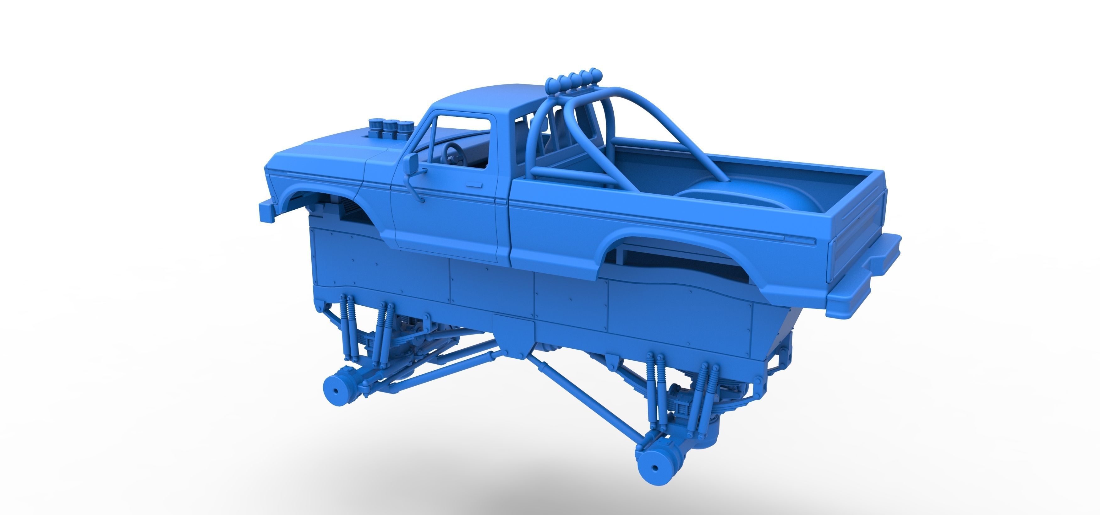 Vintage Monster Truck with double wheels Scale 1 to 25 3D print model_42