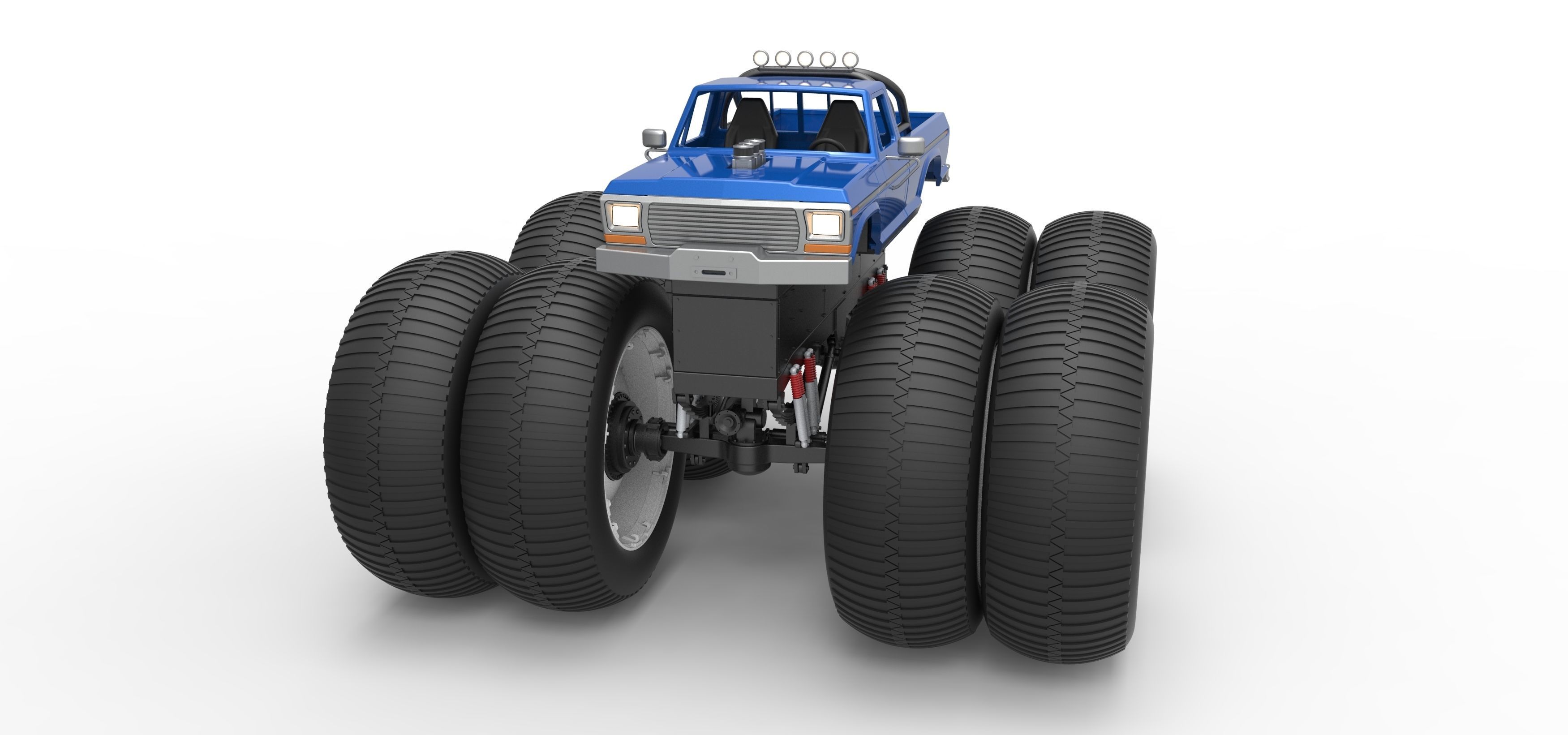 Vintage Monster Truck with double wheels Scale 1 to 25 3D print model_5
