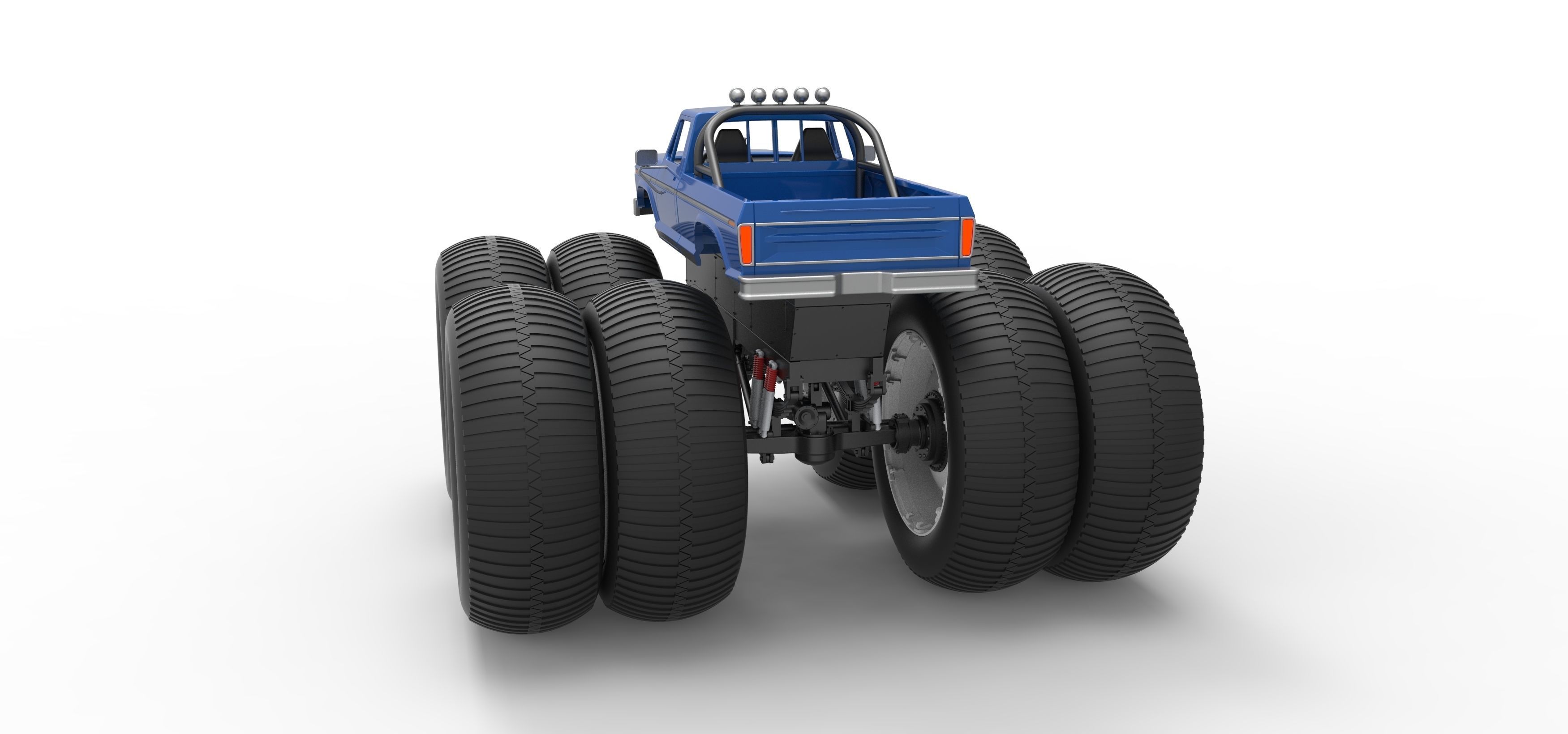 Vintage Monster Truck with double wheels Scale 1 to 25 3D print model_14