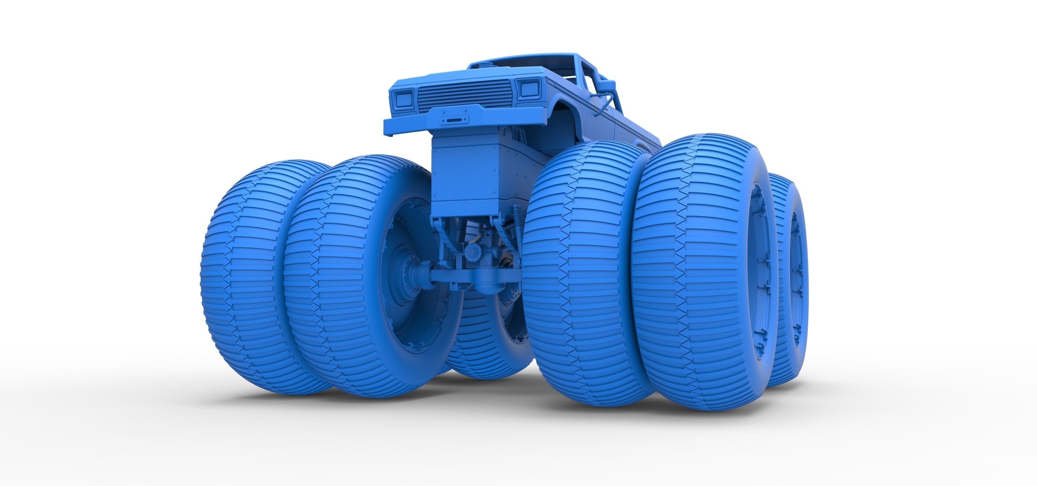 Vintage Monster Truck with double wheels Scale 1 to 25 3D print model_27