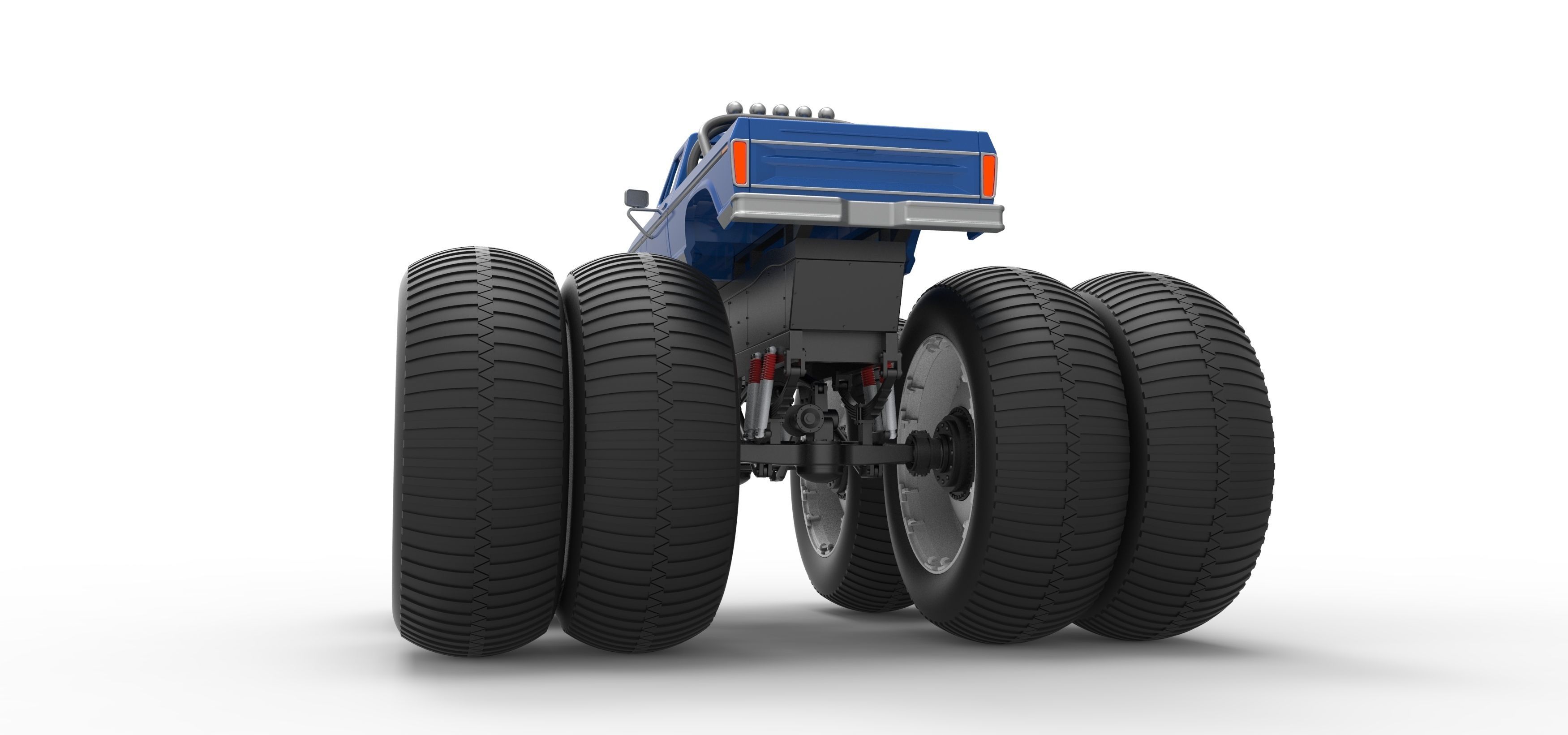 Vintage Monster Truck with double wheels Scale 1 to 25 3D print model_15