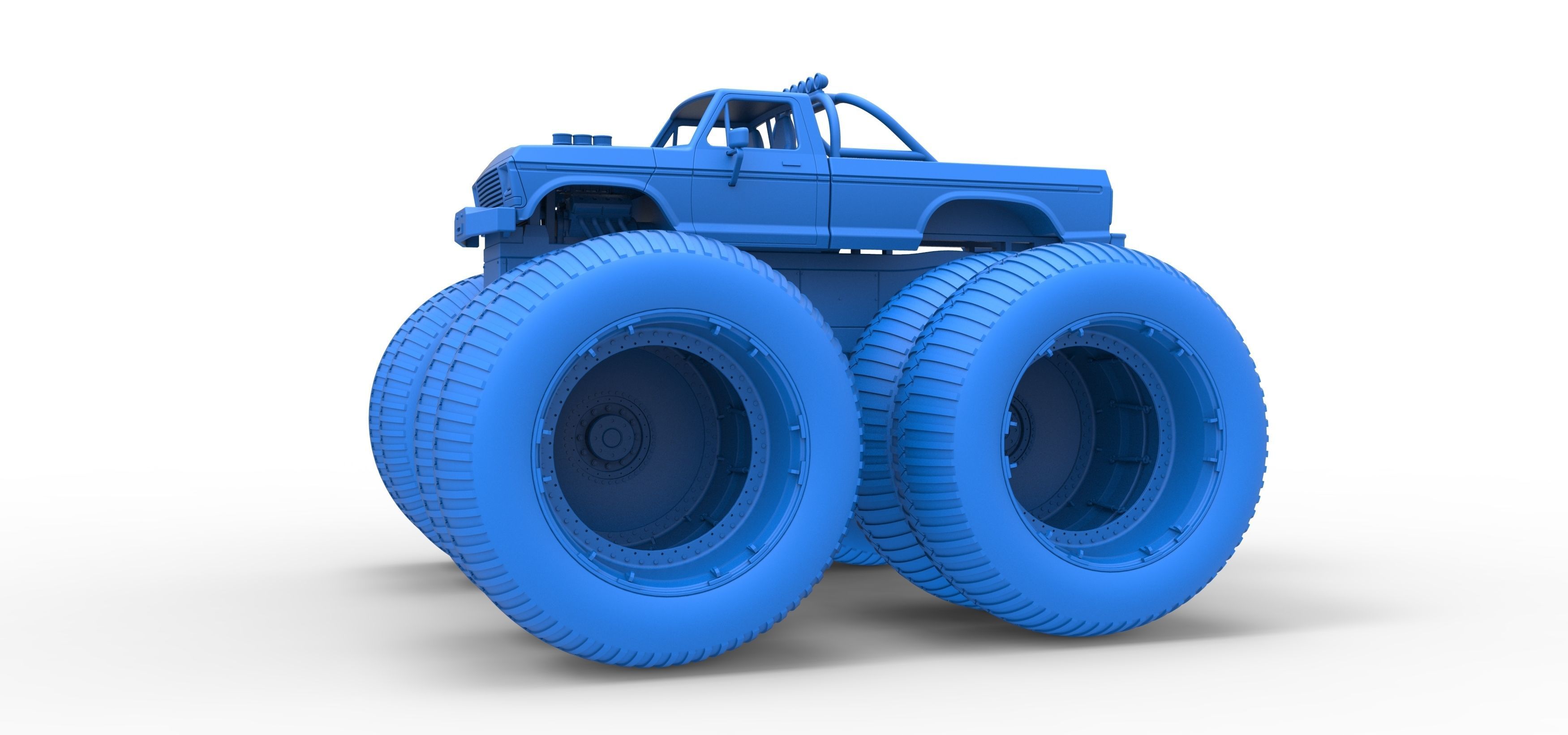 Vintage Monster Truck with double wheels Scale 1 to 25 3D print model_24