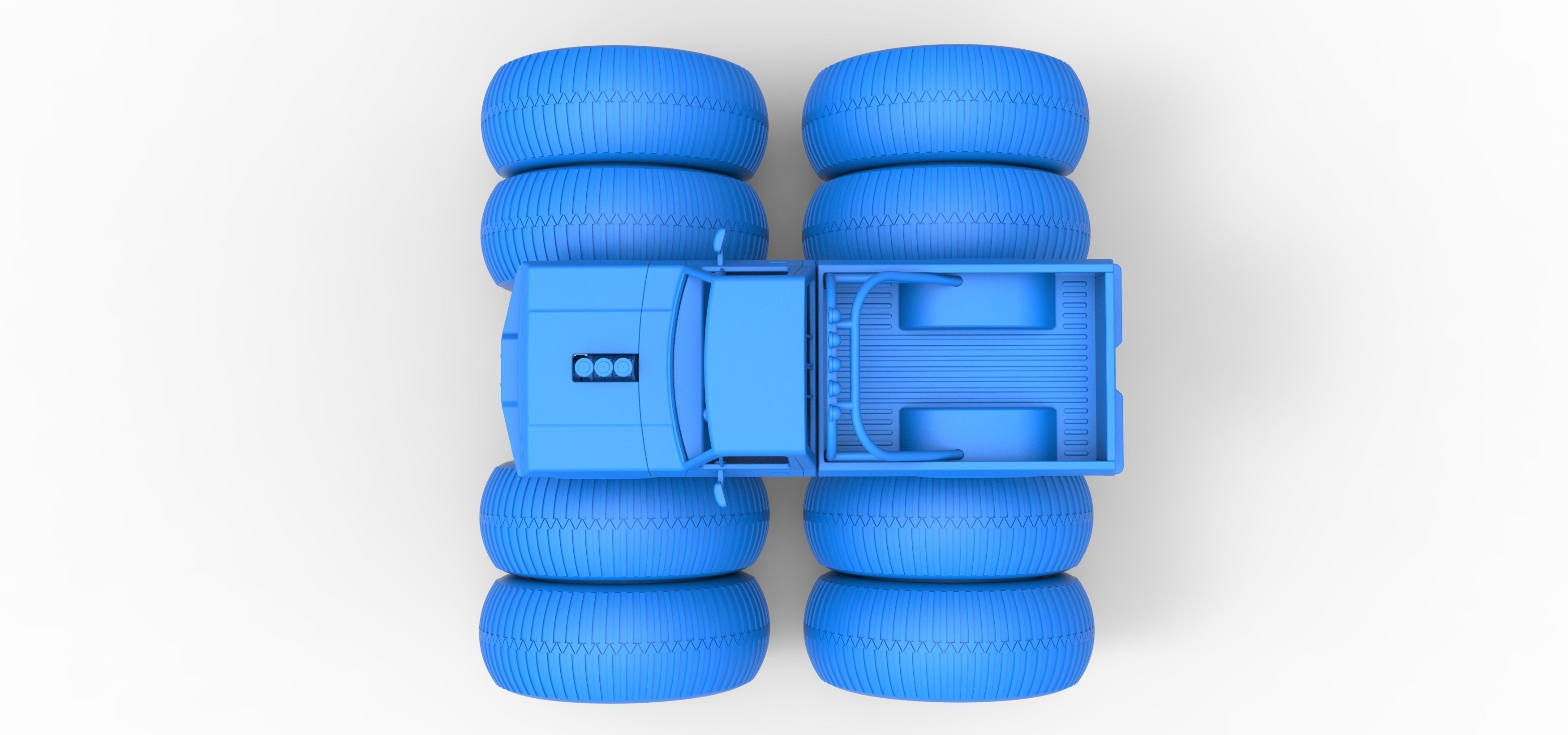 Vintage Monster Truck with double wheels Scale 1 to 25 3D print model_32