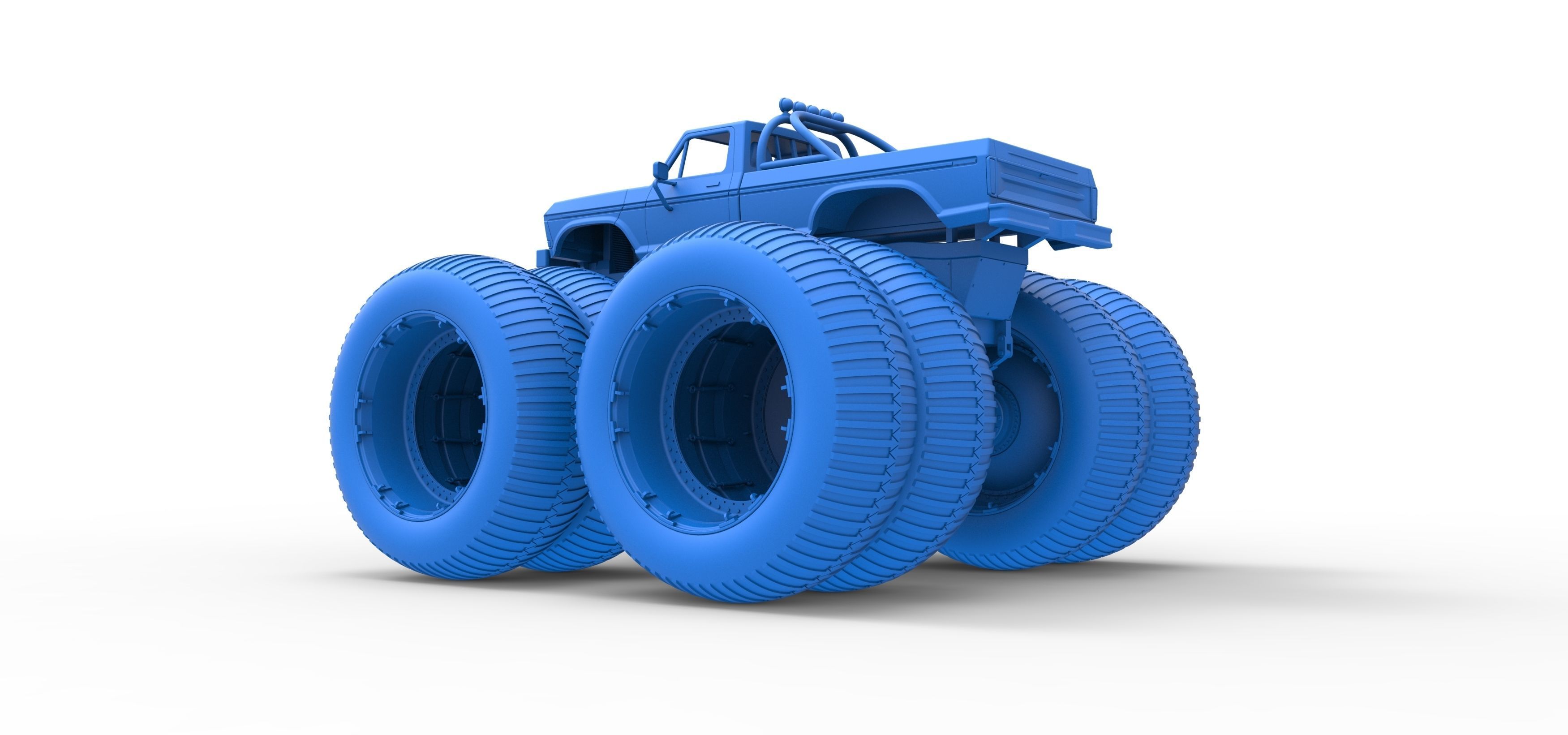 Vintage Monster Truck with double wheels Scale 1 to 25 3D print model_34