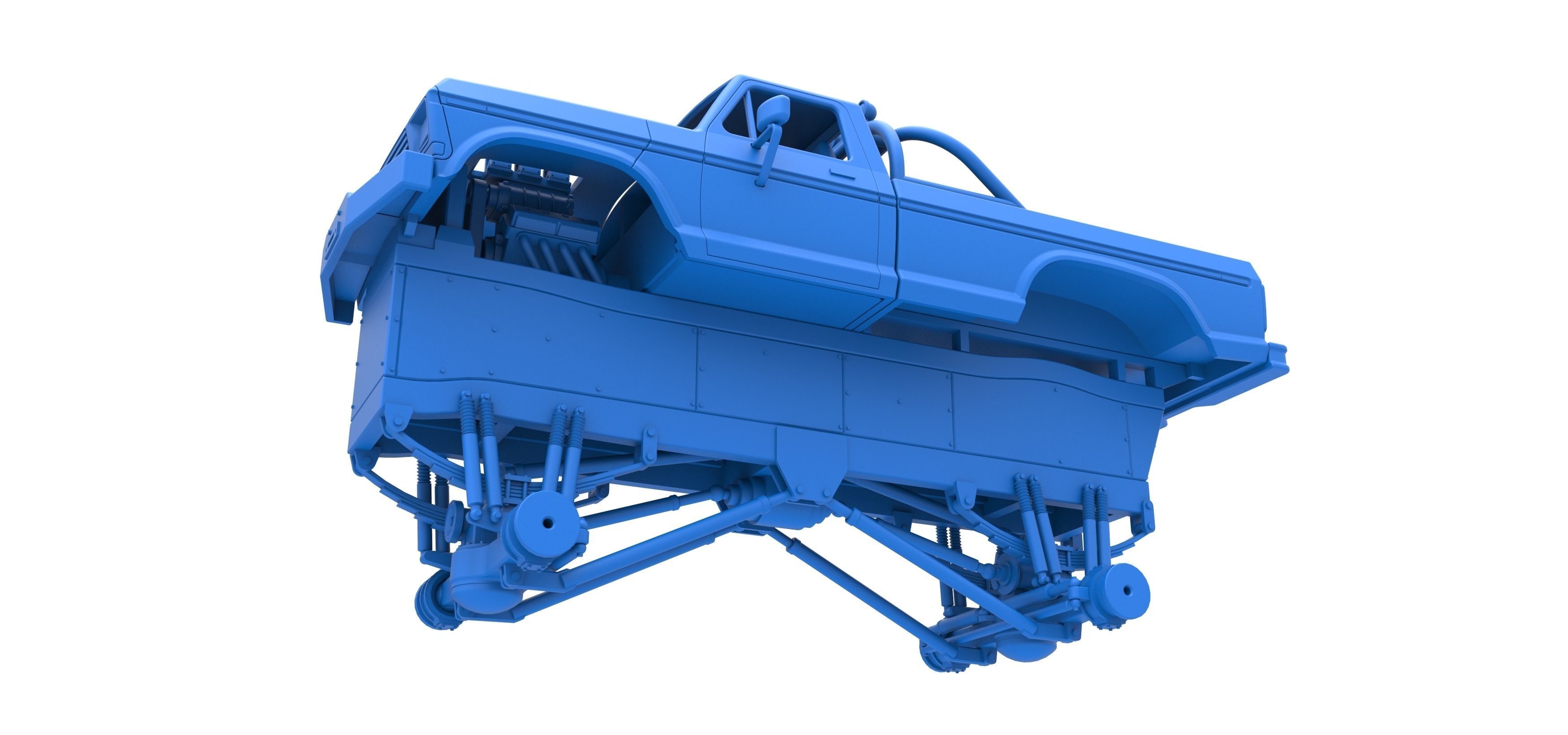 Vintage Monster Truck with double wheels Scale 1 to 25 3D print model_40