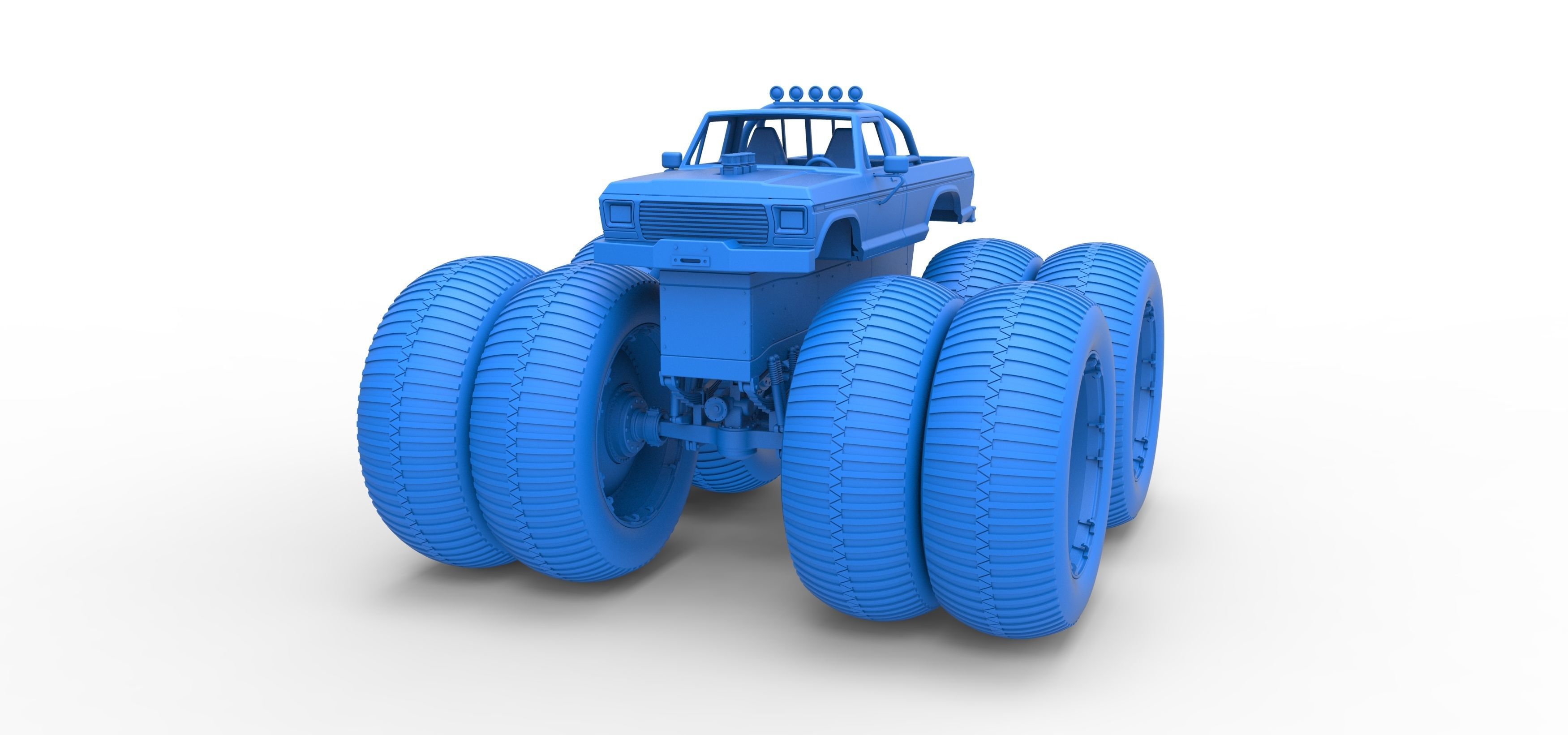 Vintage Monster Truck with double wheels Scale 1 to 25 3D print model_26