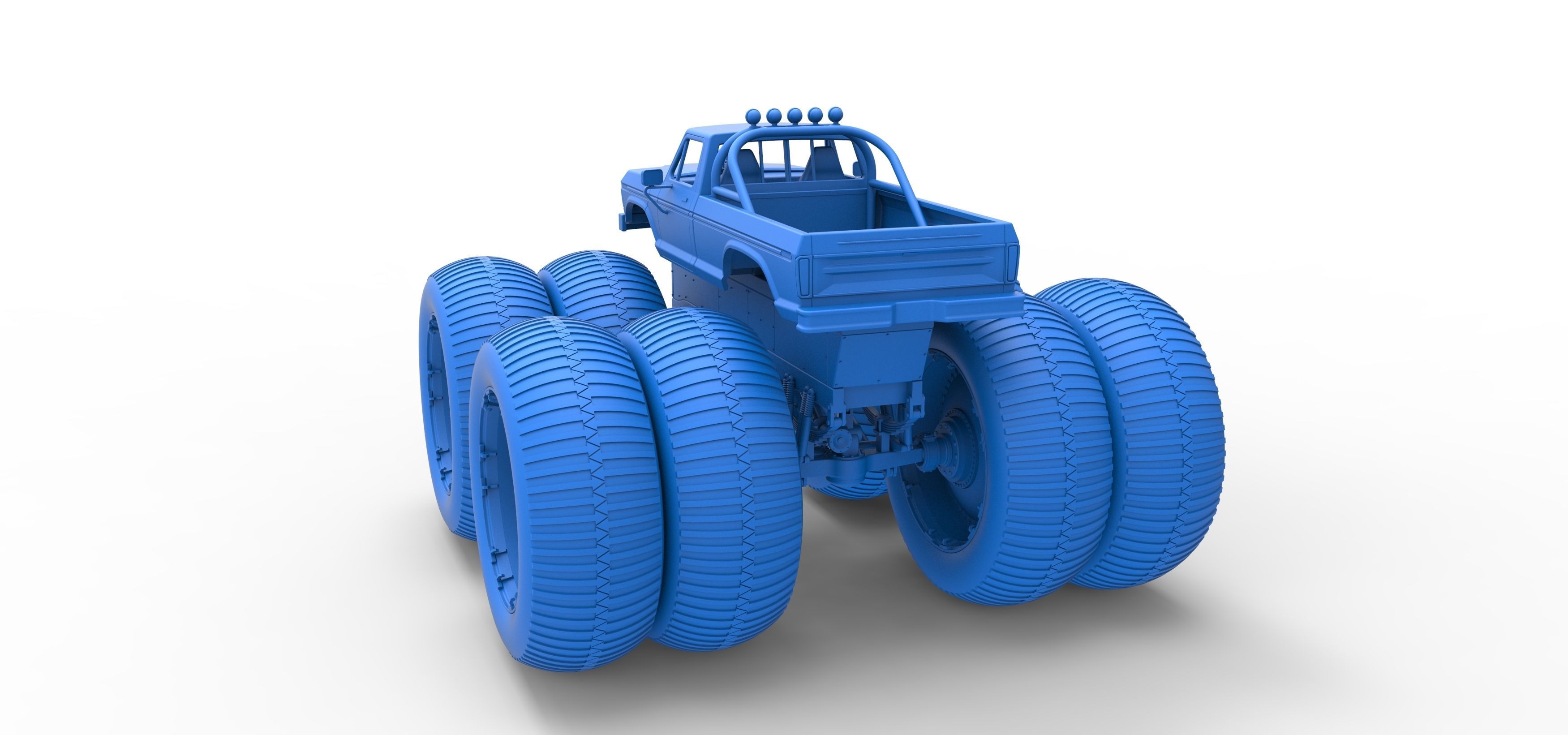 Vintage Monster Truck with double wheels Scale 1 to 25 3D print model_35