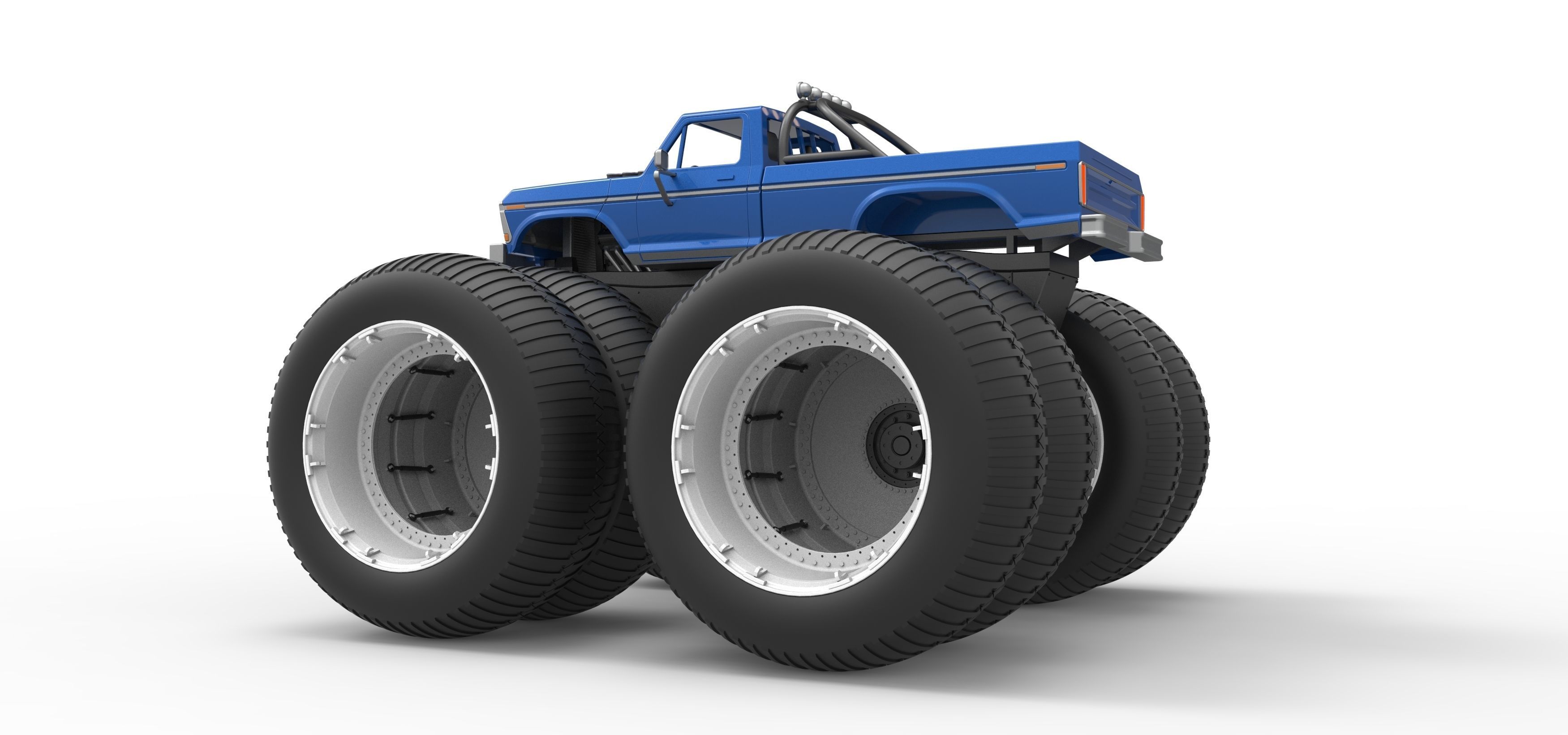 Vintage Monster Truck with double wheels Scale 1 to 25 3D print model_13