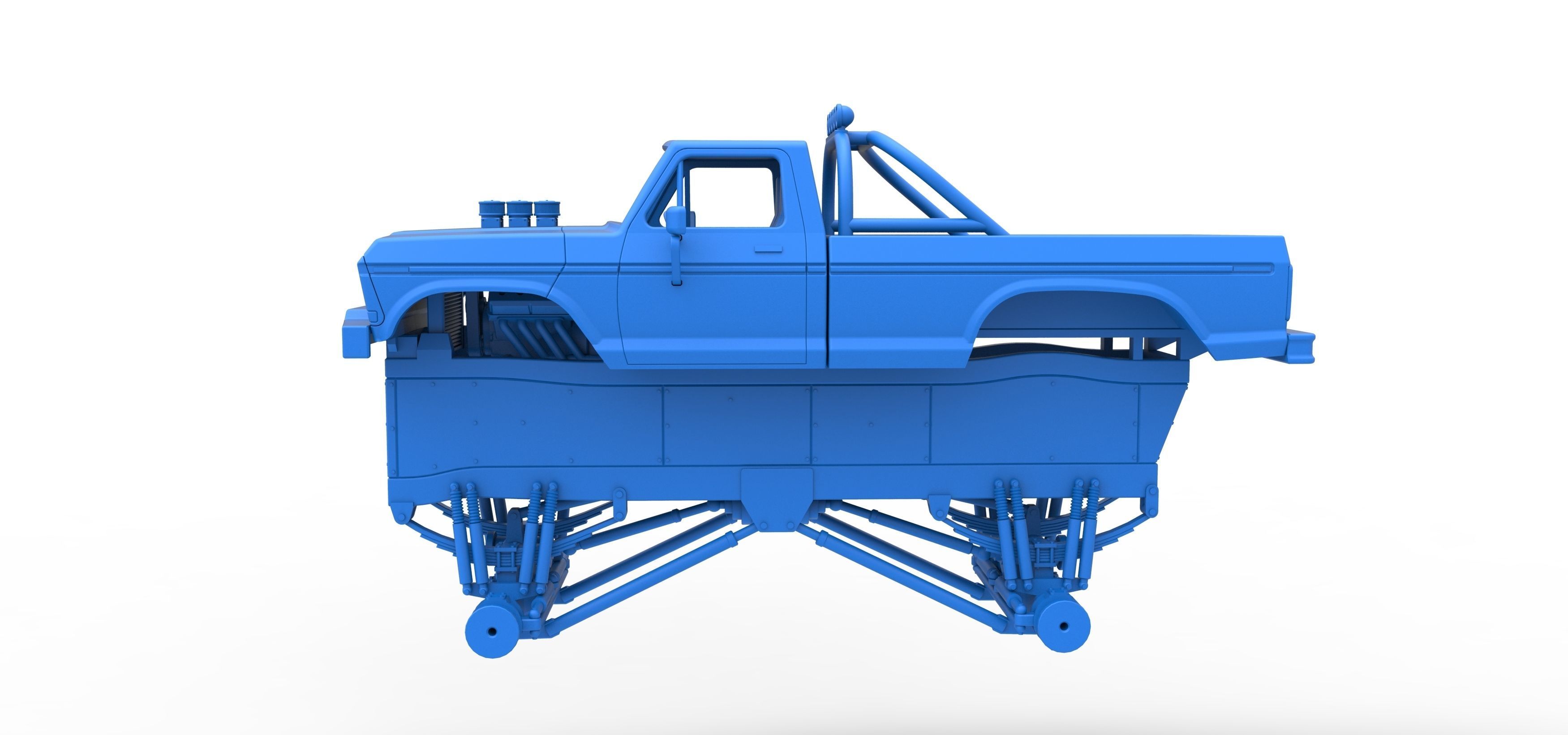 Vintage Monster Truck with double wheels Scale 1 to 25 3D print model_41