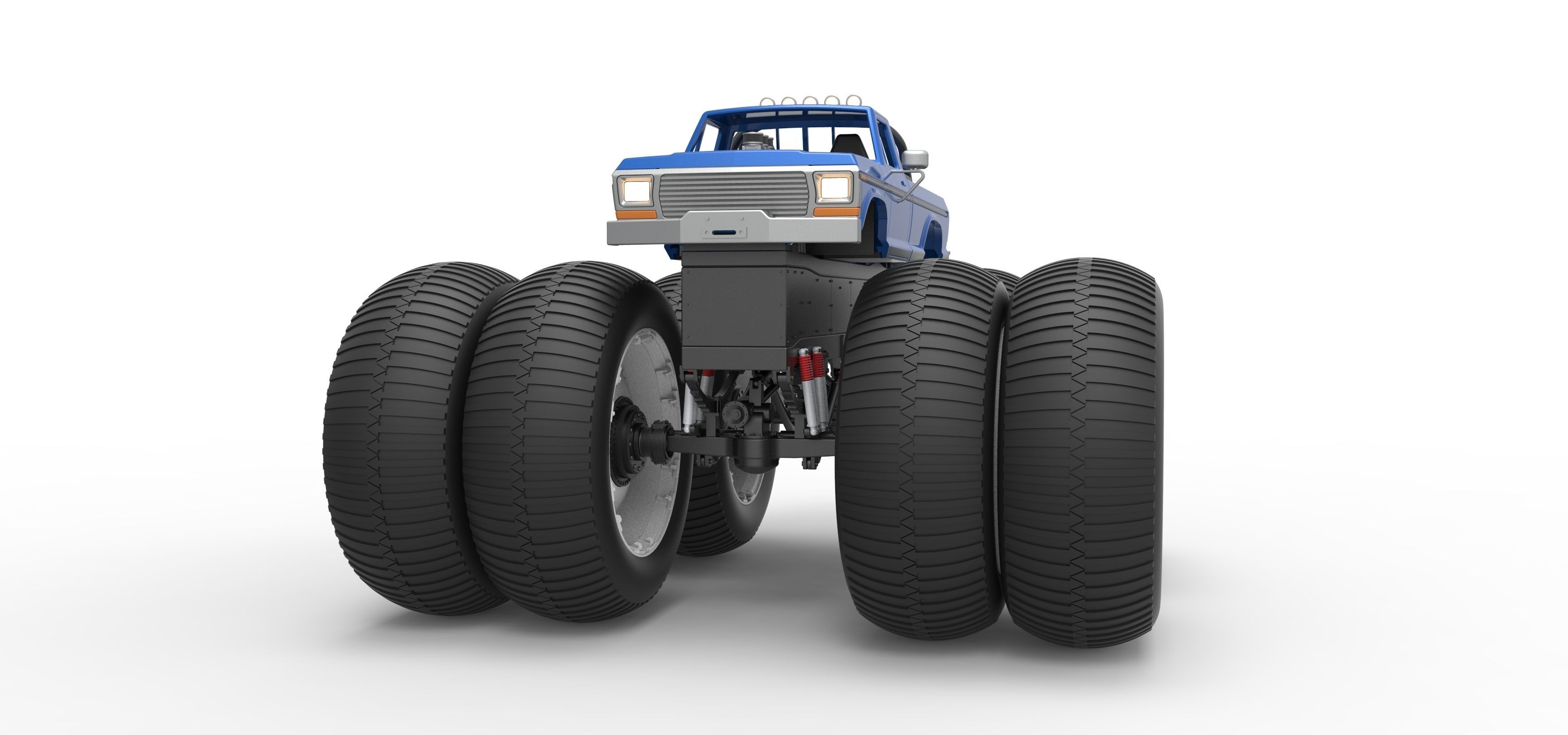 Vintage Monster Truck with double wheels Scale 1 to 25 3D print model_6