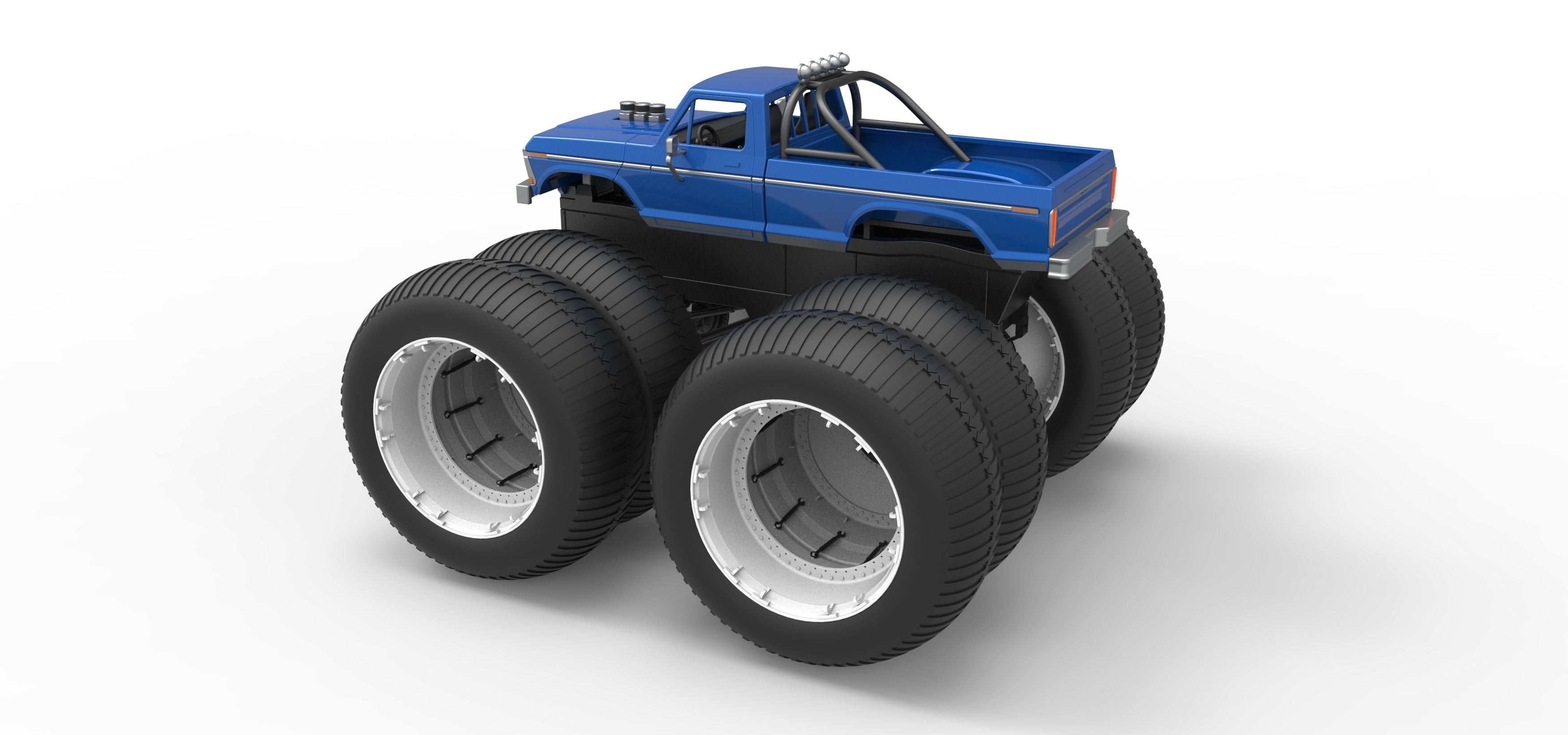 Vintage Monster Truck with double wheels Scale 1 to 25 3D print model_12