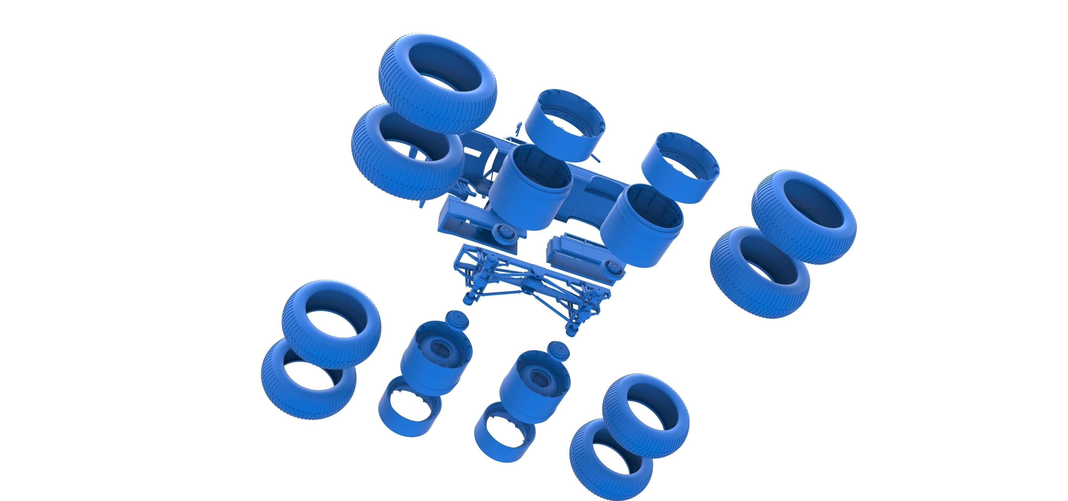 Vintage Monster Truck with double wheels Scale 1 to 25 3D print model_46