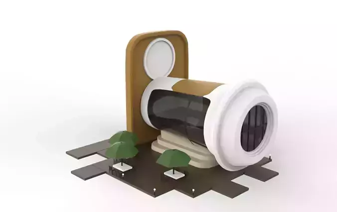 coffee shop Low-poly 3D model