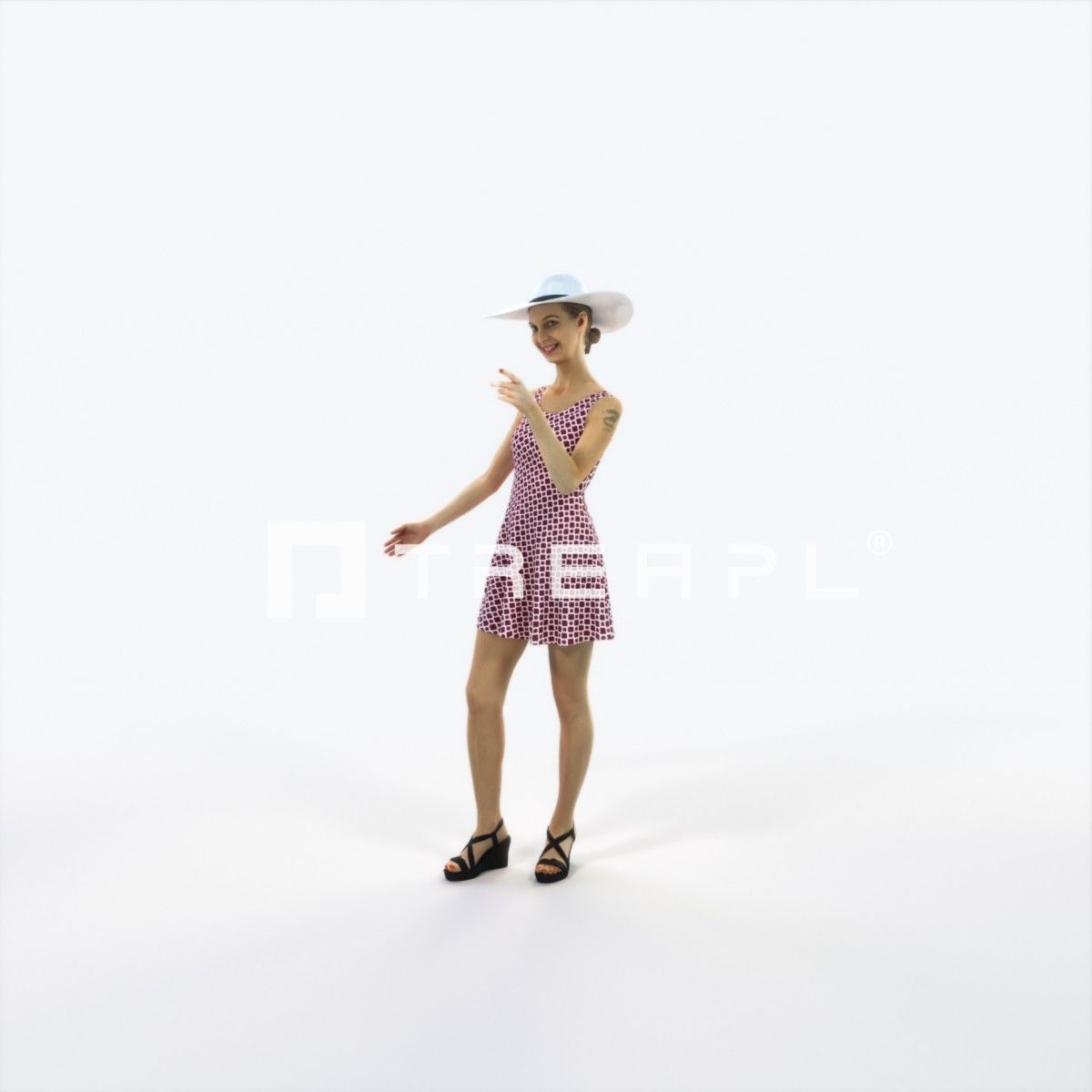 Aspiration 13K pointing Couple Pointing walking Casual Woman Low-poly 3D model_6