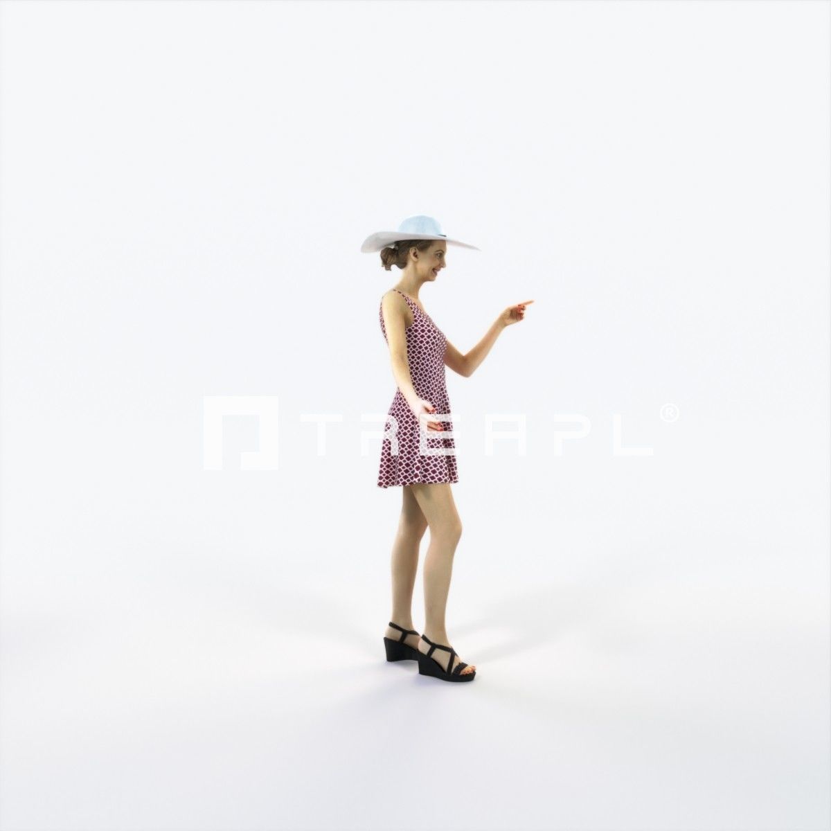 Aspiration 13K pointing Couple Pointing walking Casual Woman Low-poly 3D model_2