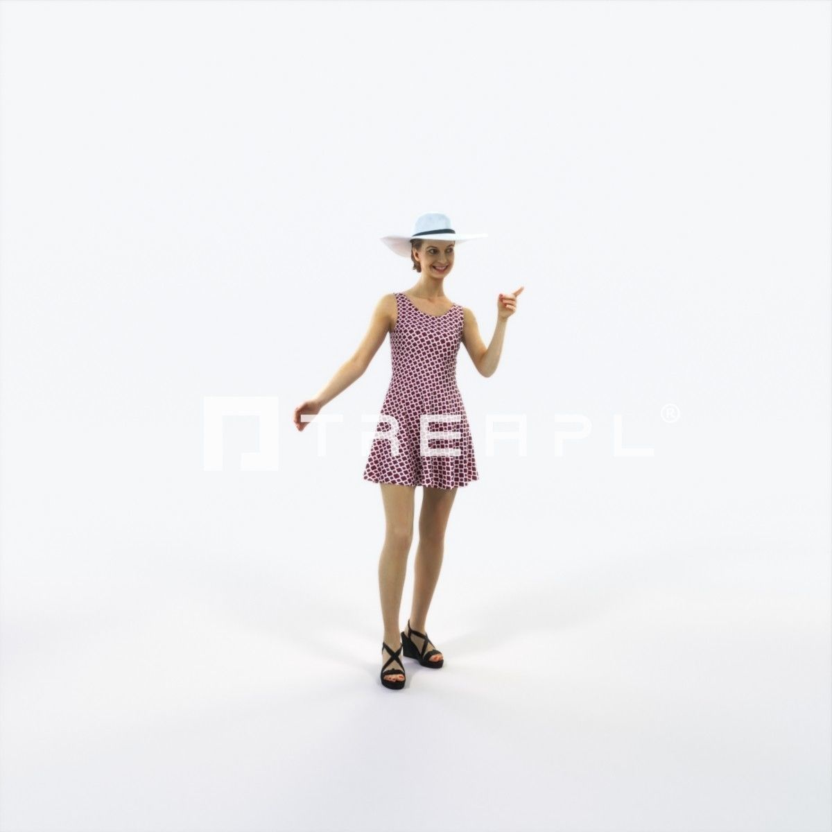 Aspiration 13K pointing Couple Pointing walking Casual Woman Low-poly 3D model_1