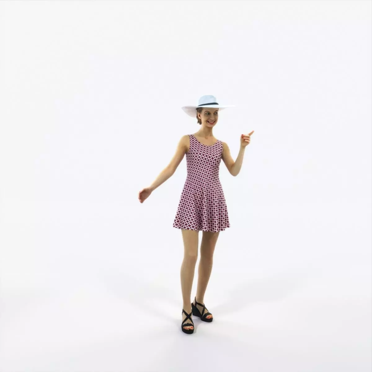 Aspiration 13K pointing Couple Pointing walking Casual Woman Low-poly 3D model_0