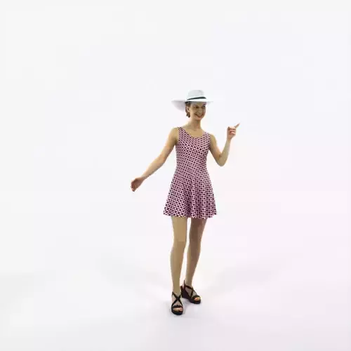 Aspiration 13K pointing Couple Pointing walking Casual Woman Low-poly 3D model