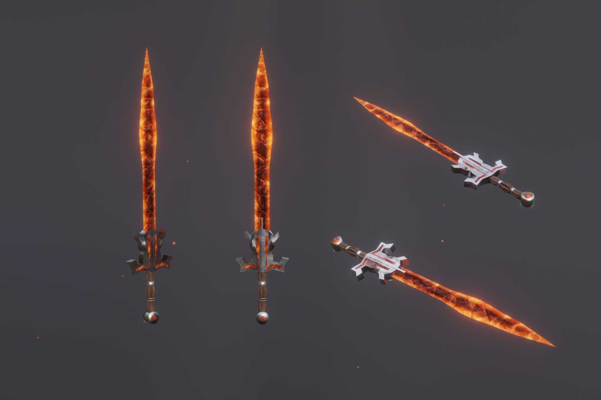 15 fire elemental weapons - medieval - fantasy - magic - VOL 01 Low-poly 3D model_9