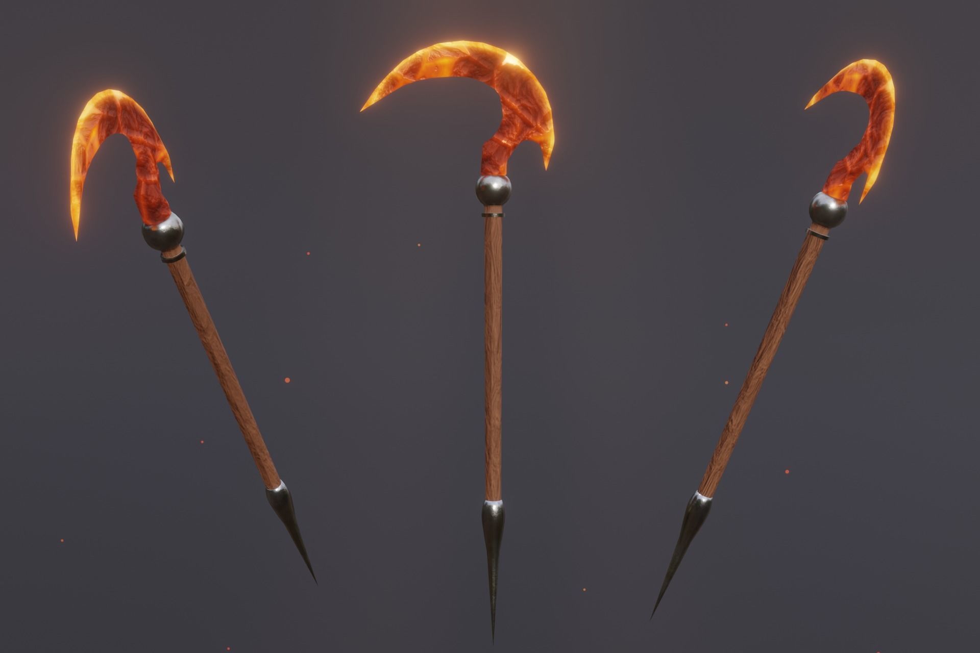 15 fire elemental weapons - medieval - fantasy - magic - VOL 01 Low-poly 3D model_16