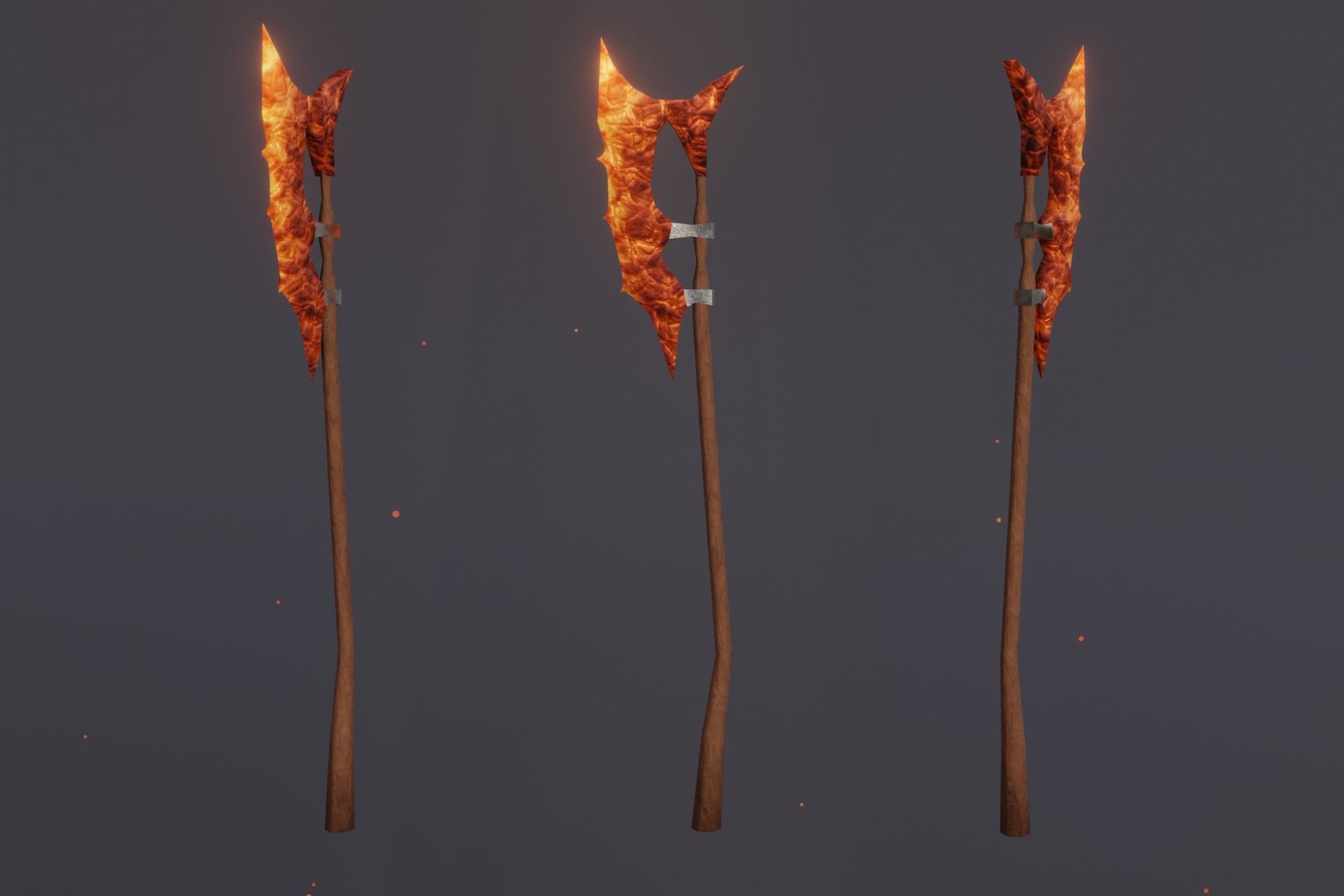 15 fire elemental weapons - medieval - fantasy - magic - VOL 01 Low-poly 3D model_12
