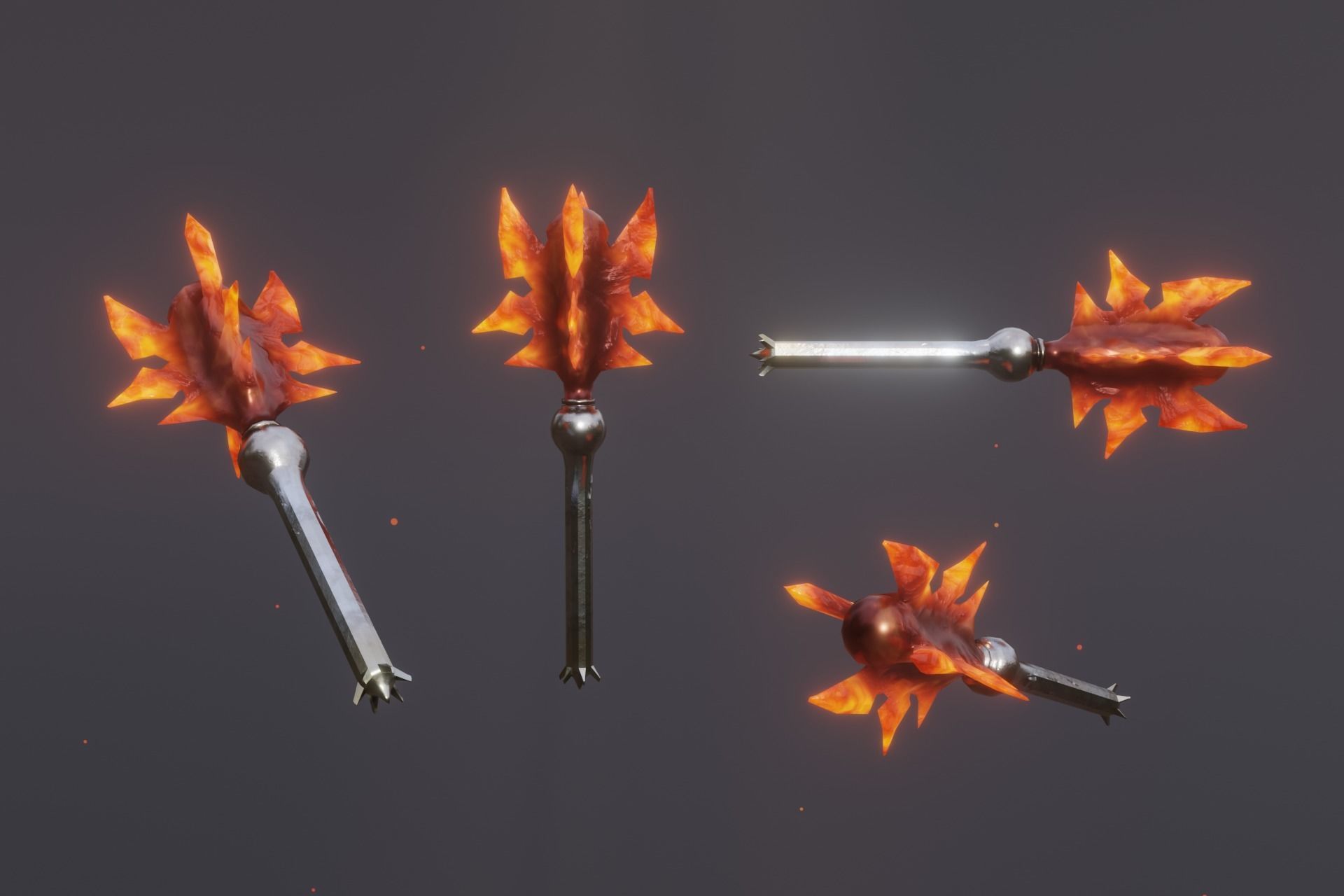 15 fire elemental weapons - medieval - fantasy - magic - VOL 01 Low-poly 3D model_3